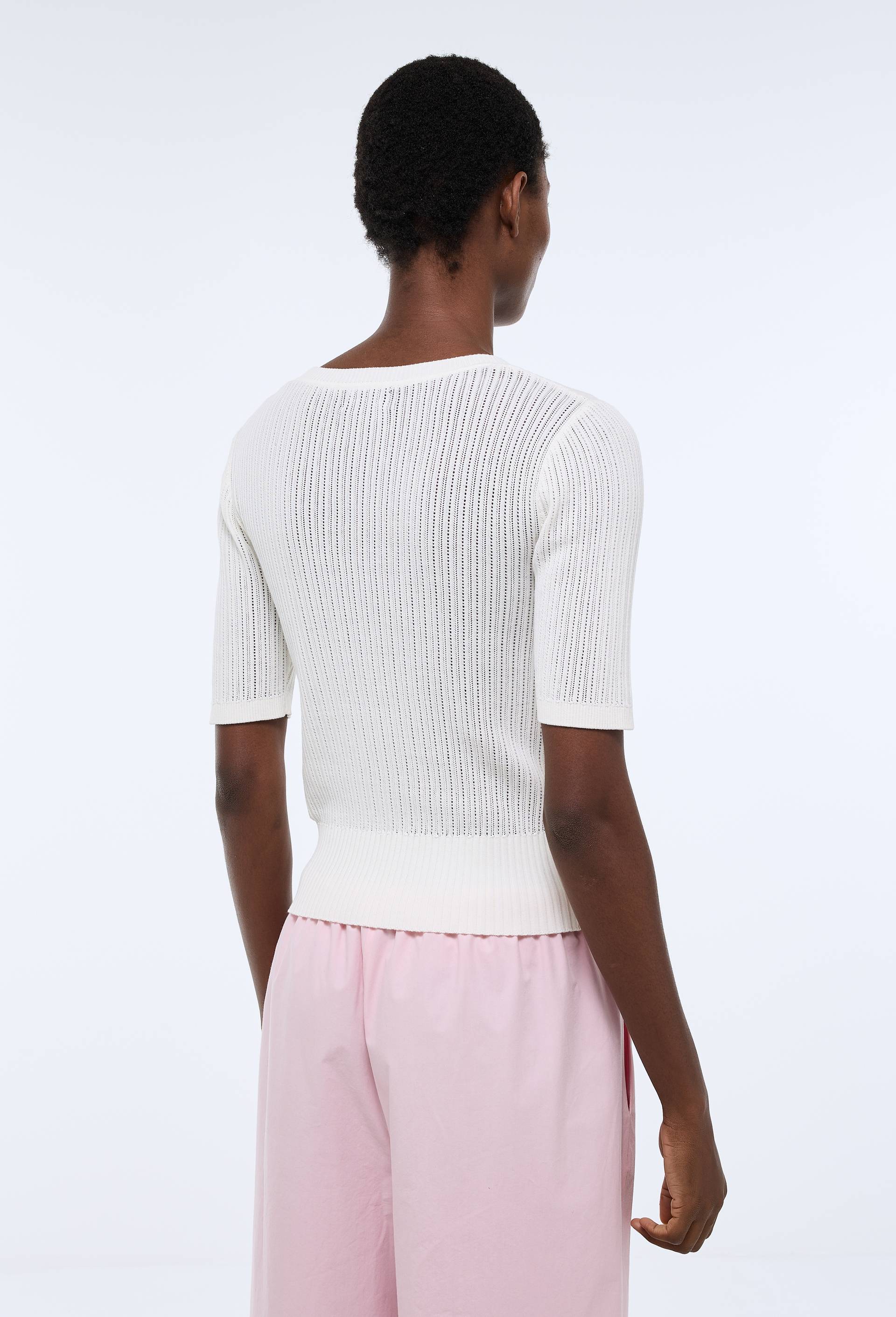 Pull uni manches courtes, Ecru, large image number 1.0