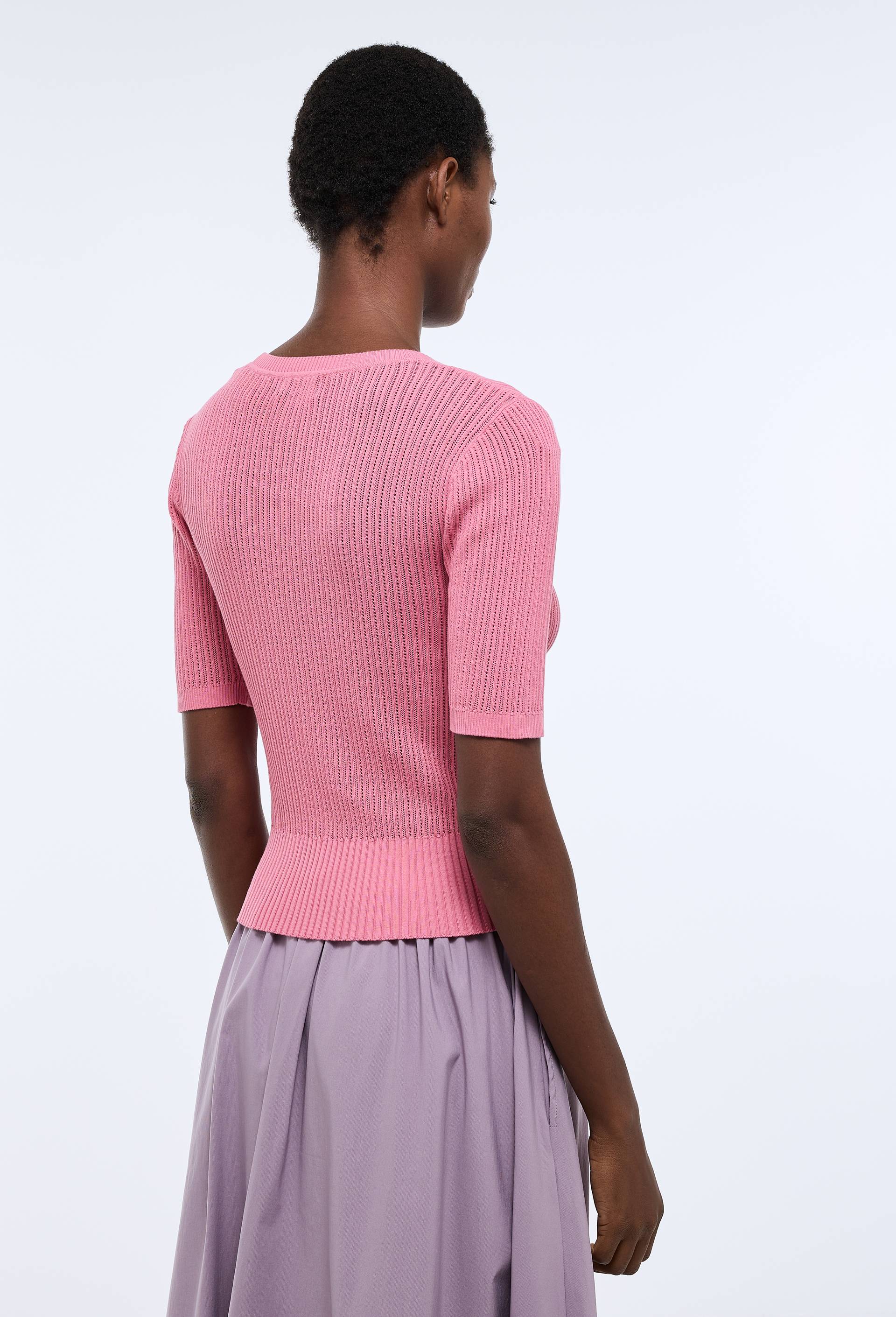 Pull uni manches courtes, Rose, large image number 1.0