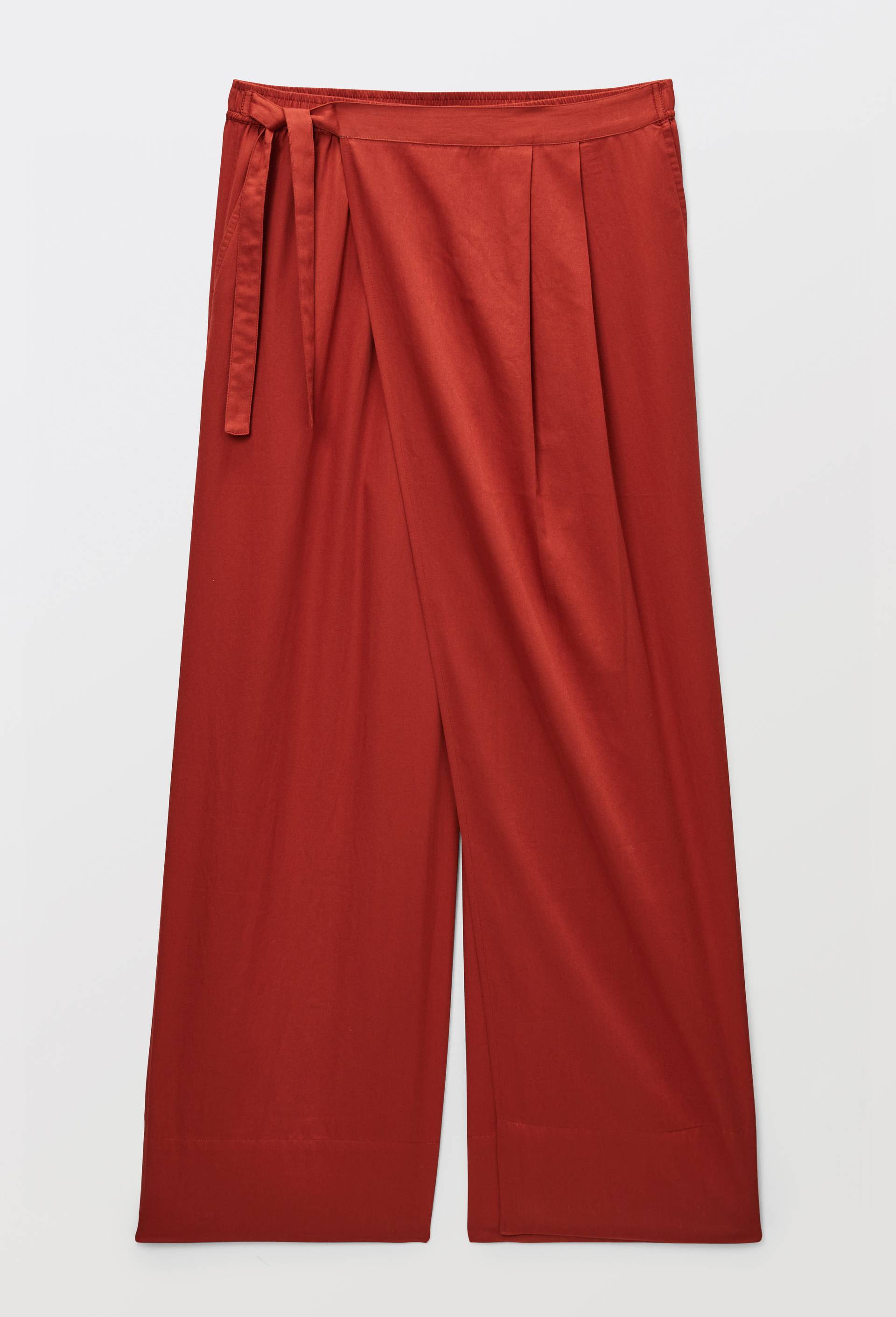 Pantalon uni en satin de coton bio GOTS, Orange fonc&eacute;, large image number 2.0