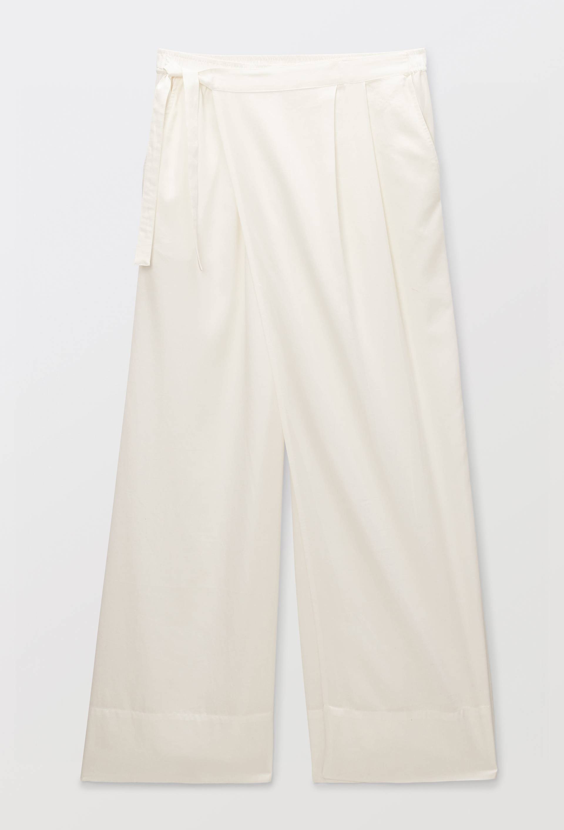 Pantalon uni en satin de coton bio GOTS, Ecru, large image number 2