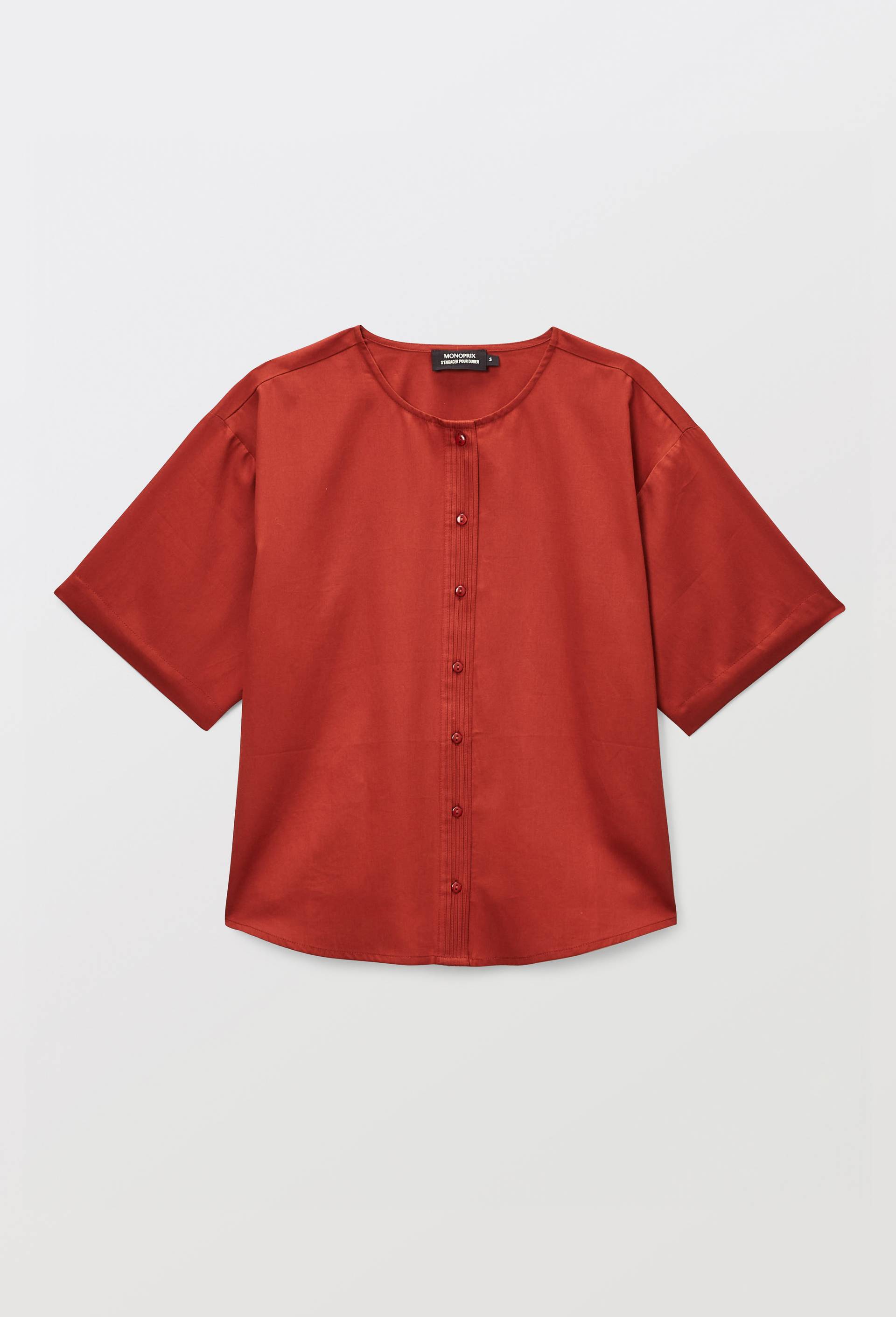 Chemise unie en satin de coton bio GOTS, Orange fonc&eacute;, large image number 2