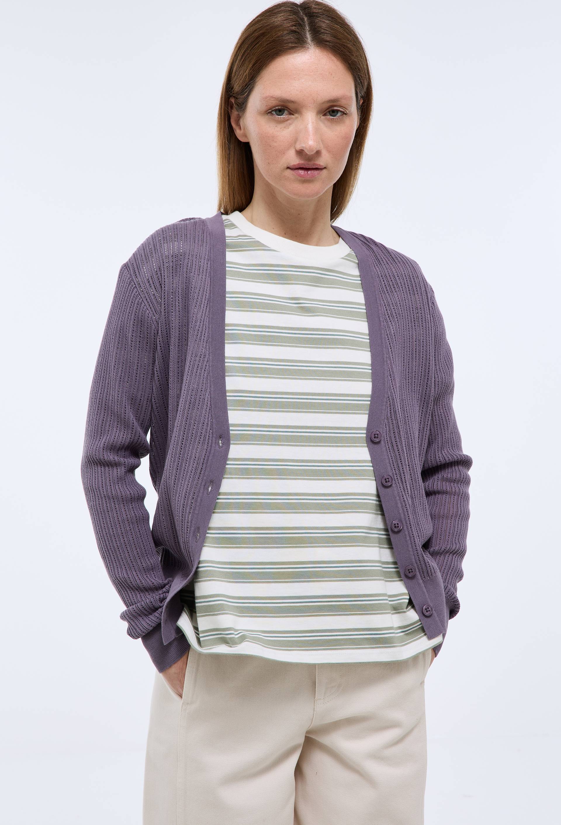 Cardigan uni manches longues, Violet, large image number 0
