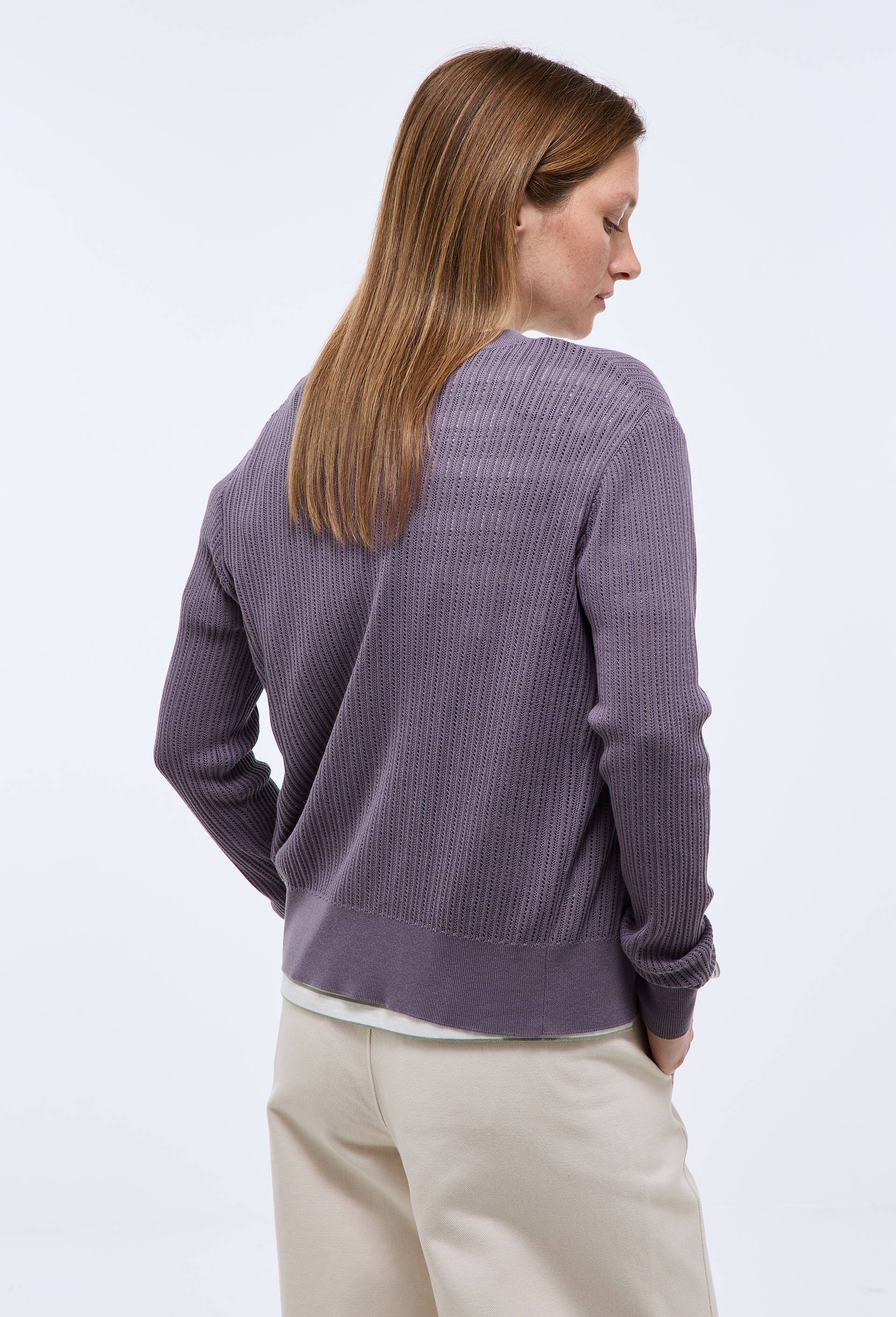 Cardigan uni manches longues, Violet, large image number 1