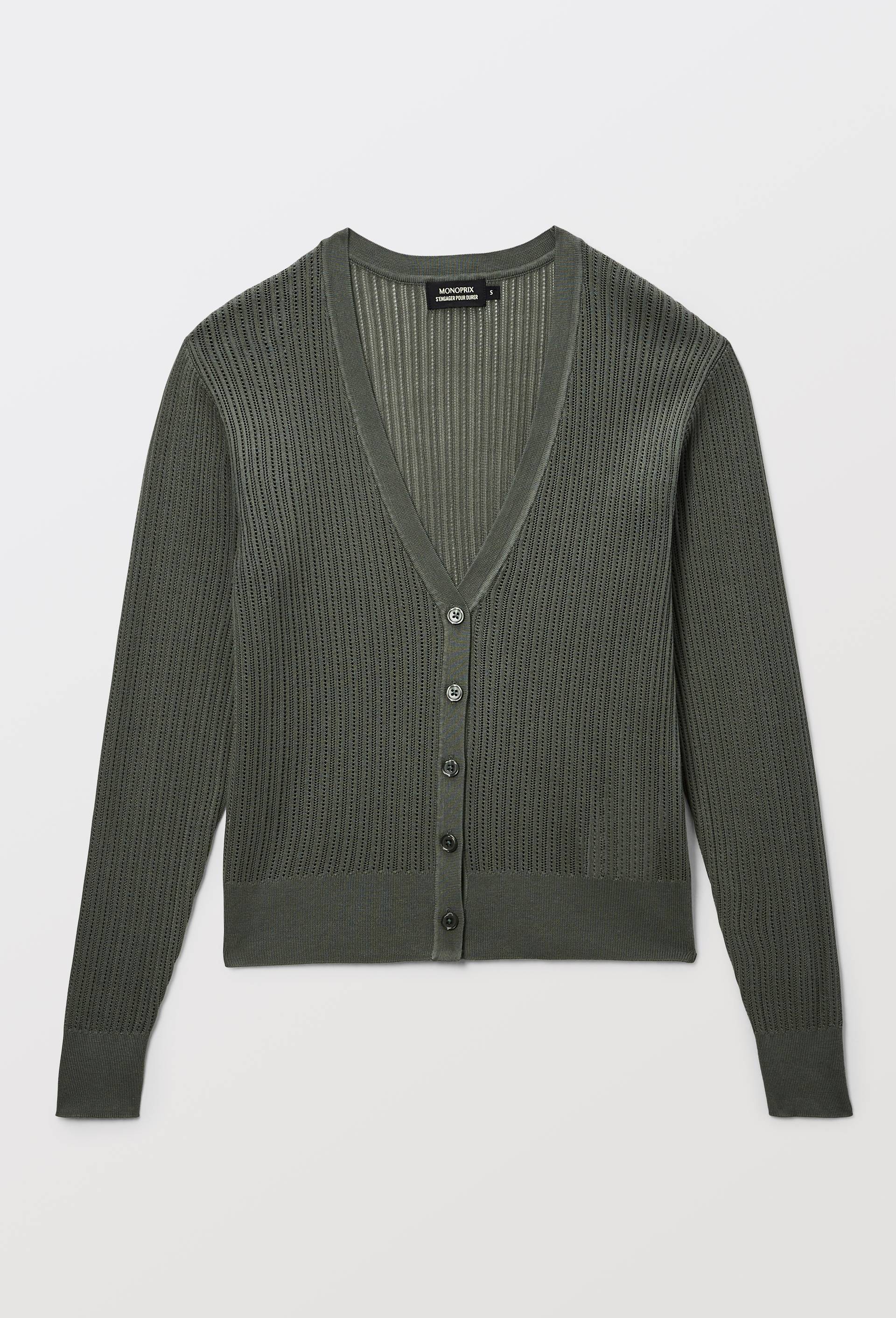 Cardigan uni manches longues, Vert, large image number 2