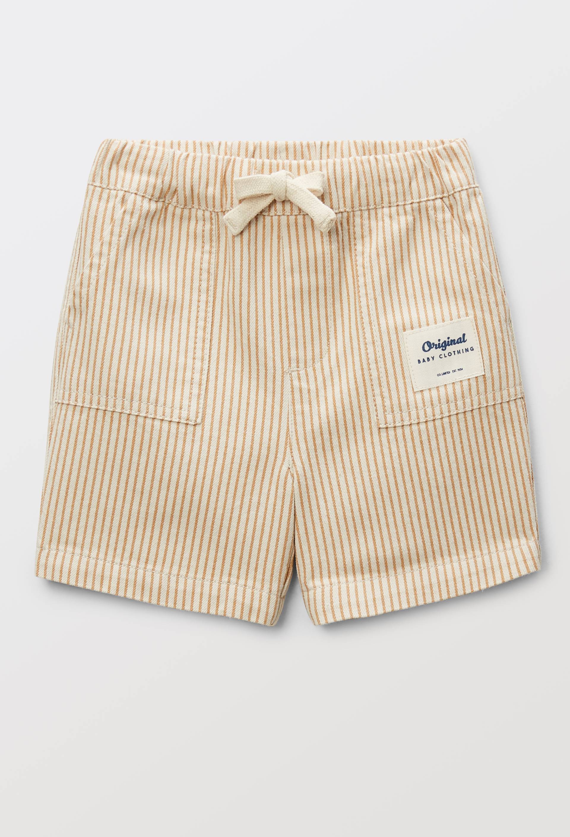 Short ray&eacute; en coton BIO GOTS, Beige, large image number 0