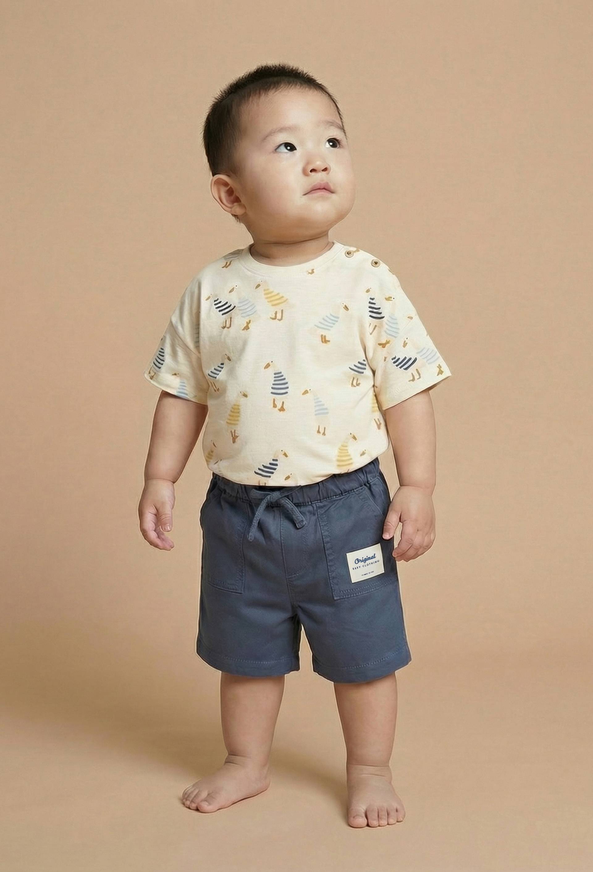 Short uni en coton BIO GOTS, Bleu, large image number 0.0