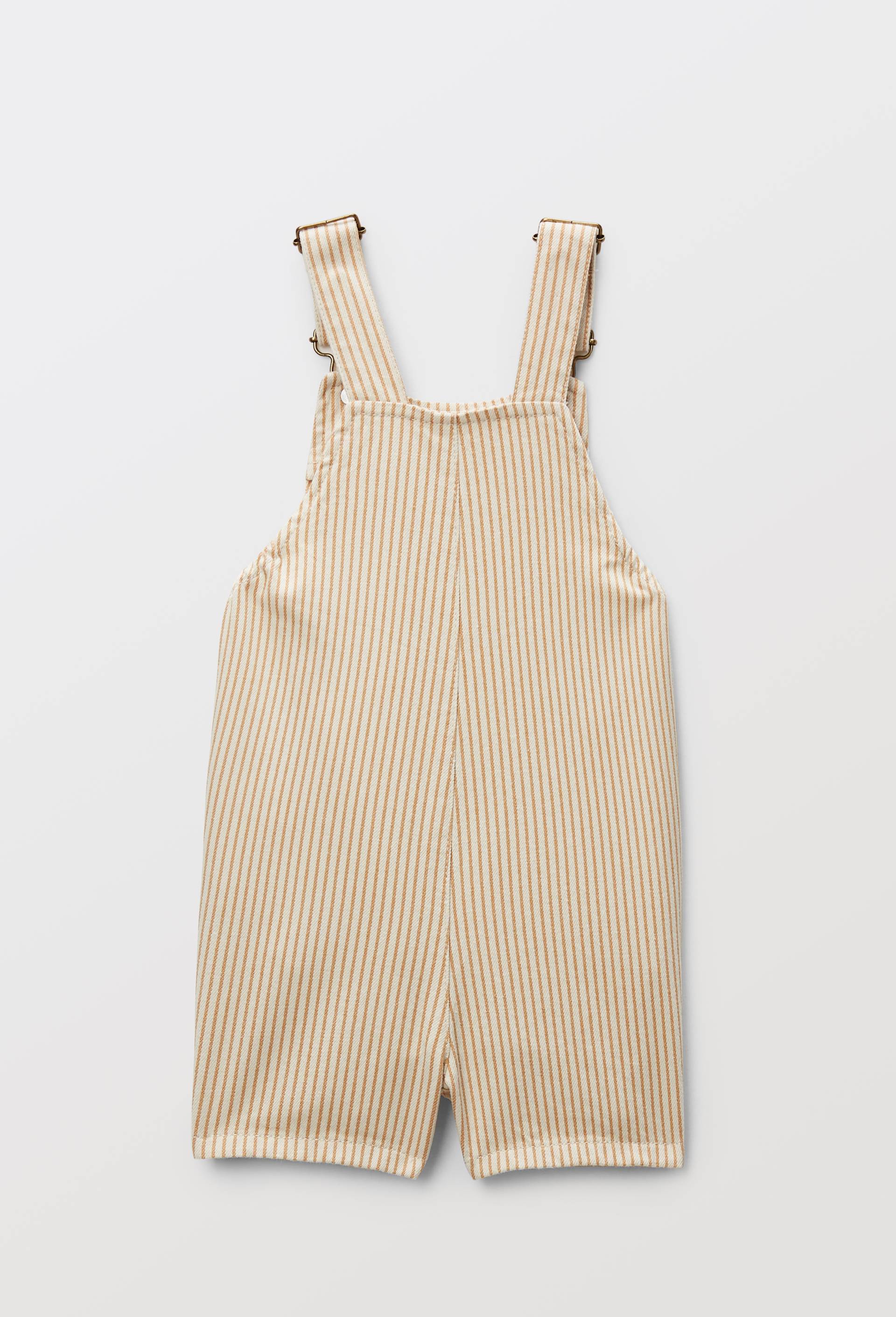 Salopette courte ray&eacute;e en coton BIO GOTS, Beige, large image number 3.0