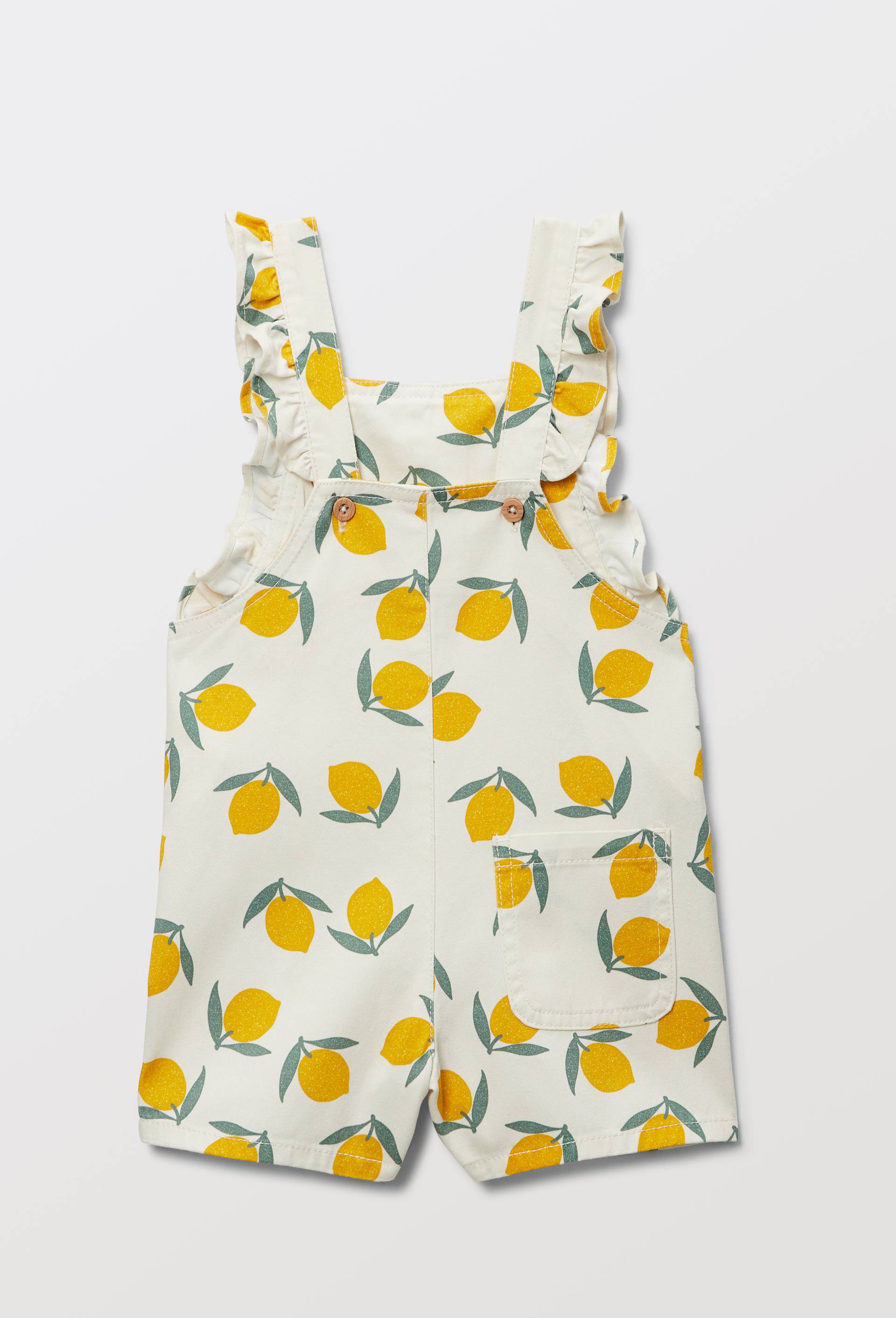 Salopette courte imprim&eacute;e en coton BIO GOTS, Beige clair, large image number 2
