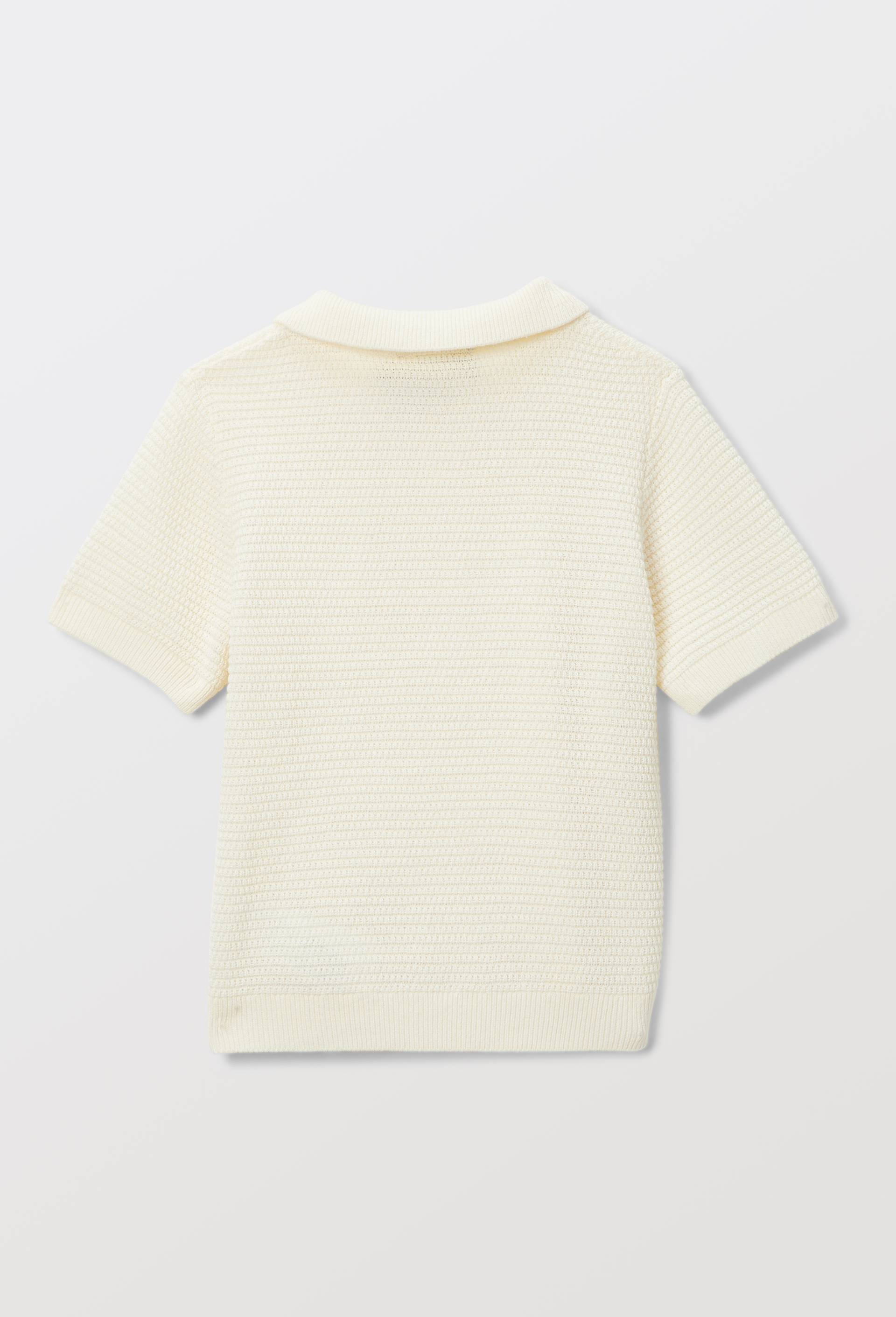 Polo manches courtes uni en piqu&eacute; de coton, Beige clair, large image number 2.0