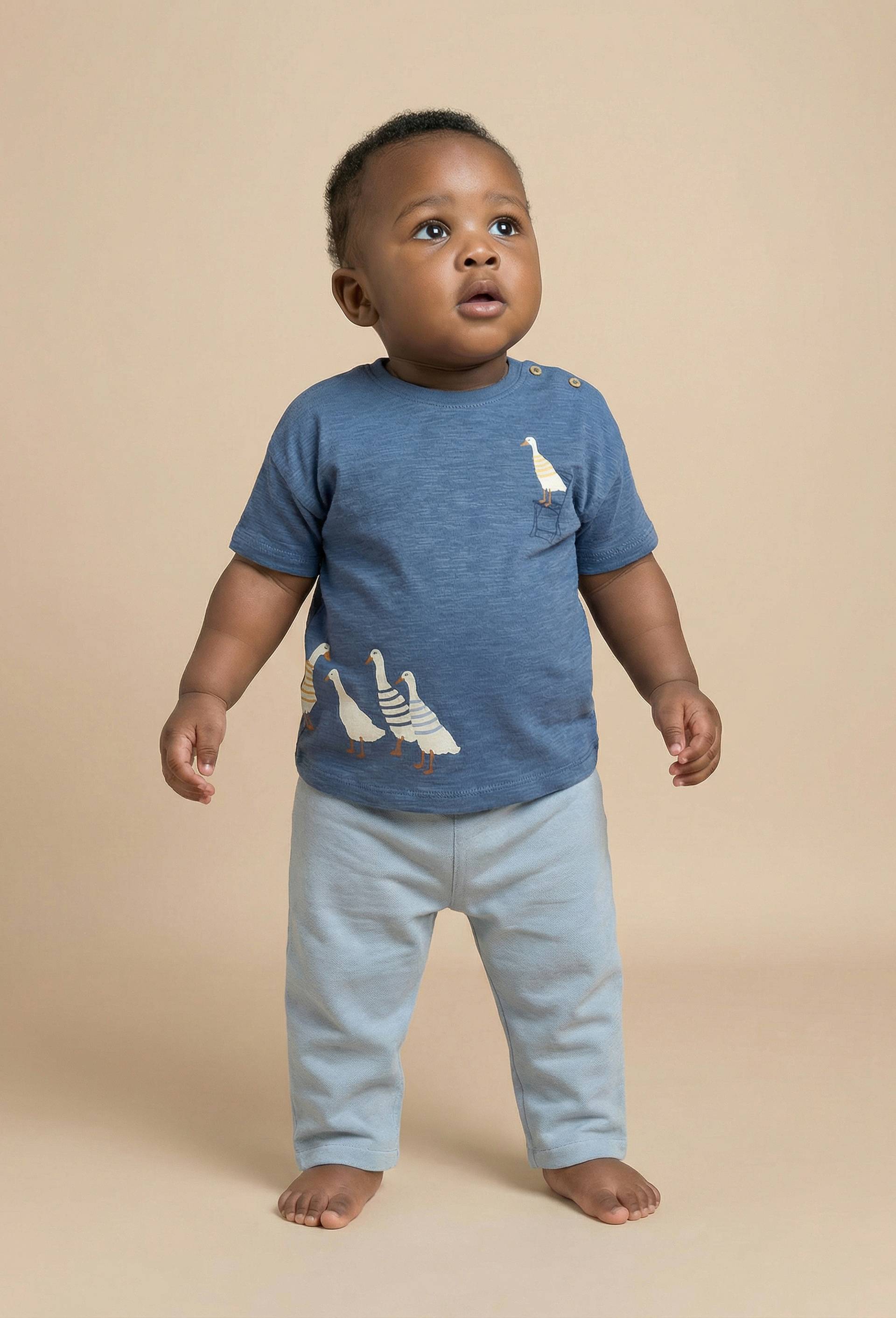 T-shirt manches courtes imprim&eacute; en coton BIO GOTS, Bleu, large image number 0.0