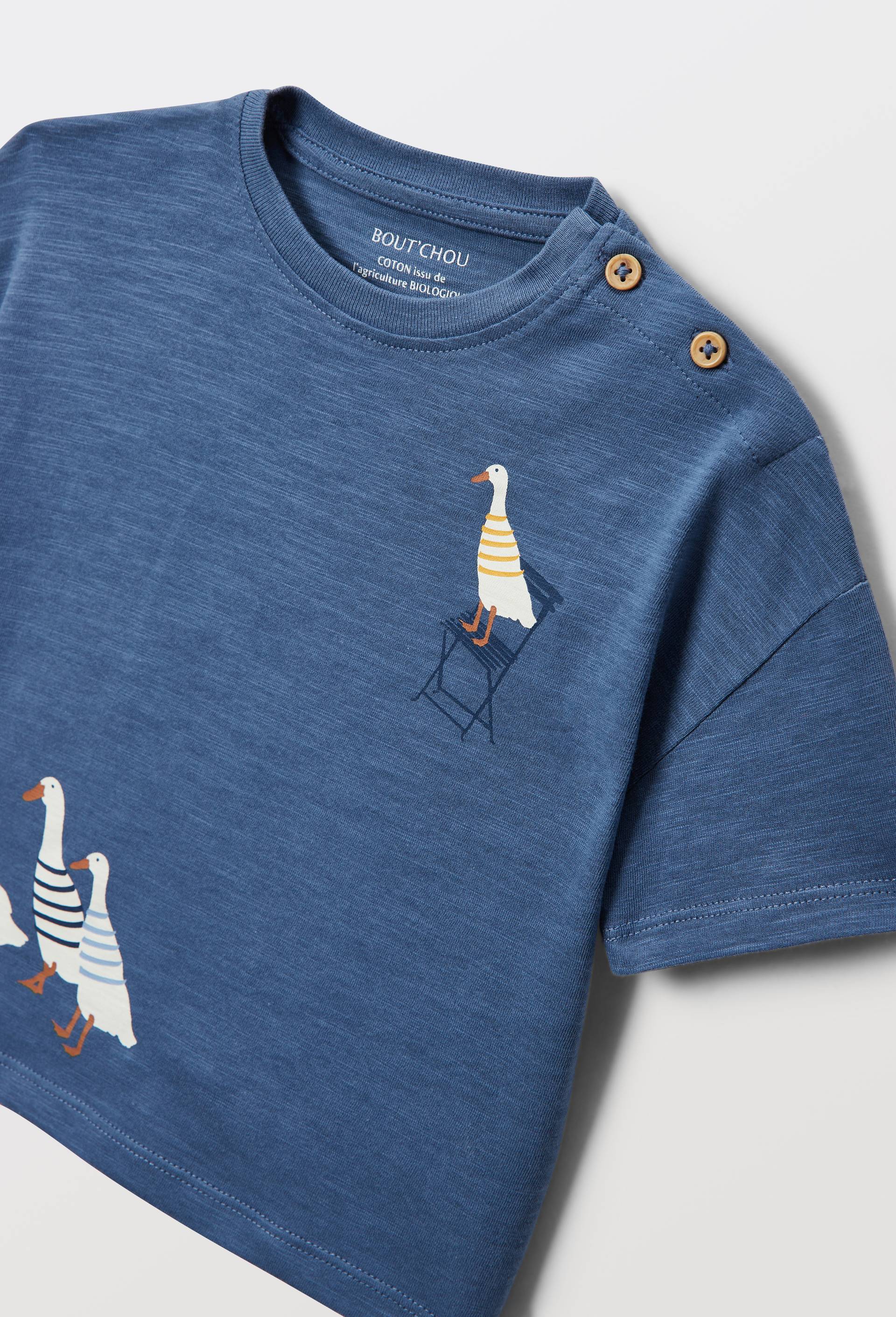 T-shirt manches courtes imprim&eacute; en coton BIO GOTS, Bleu, large image number 3.0