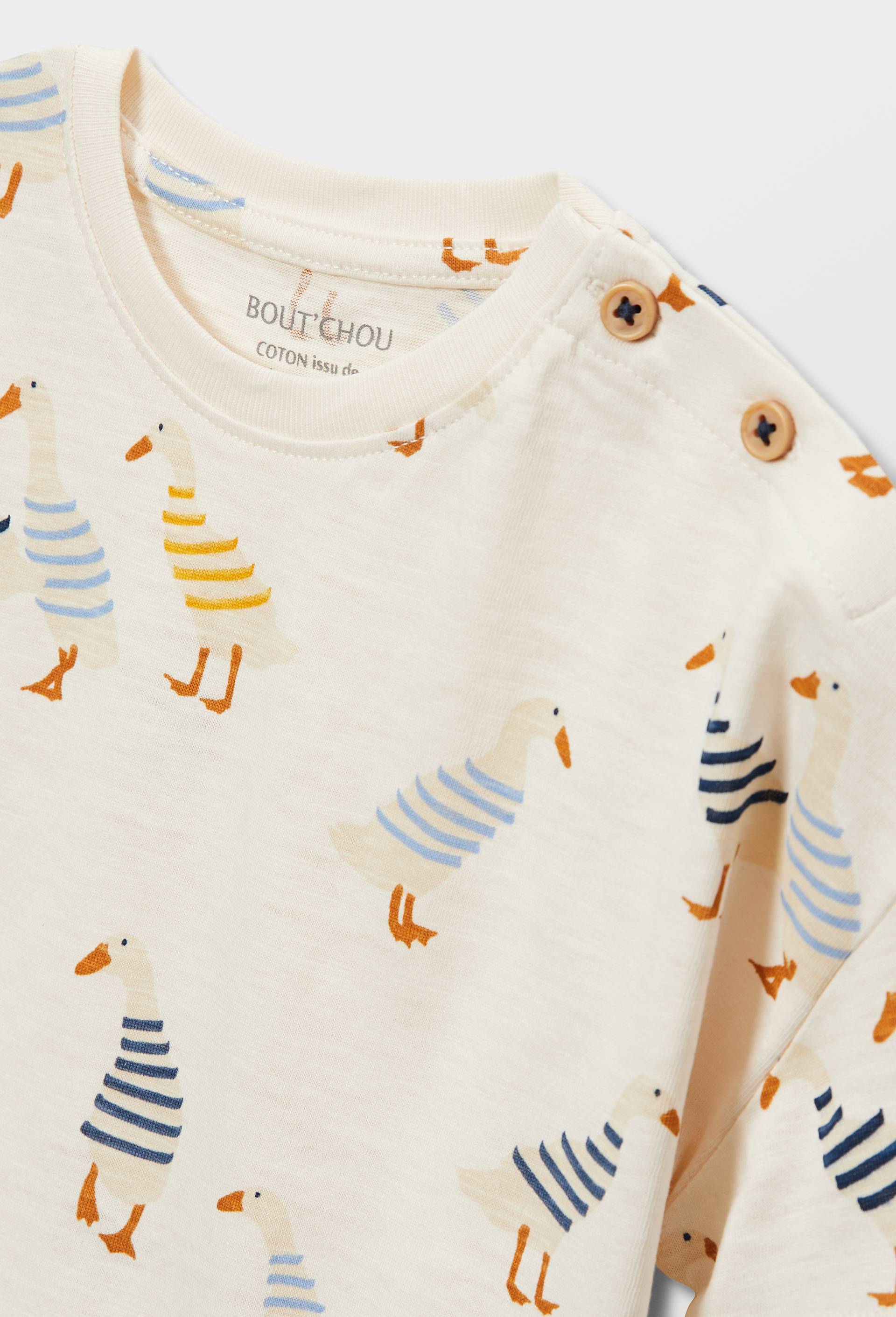 T-shirt manches courtes imprim&eacute; en coton BIO GOTS, Beige clair, large image number 3