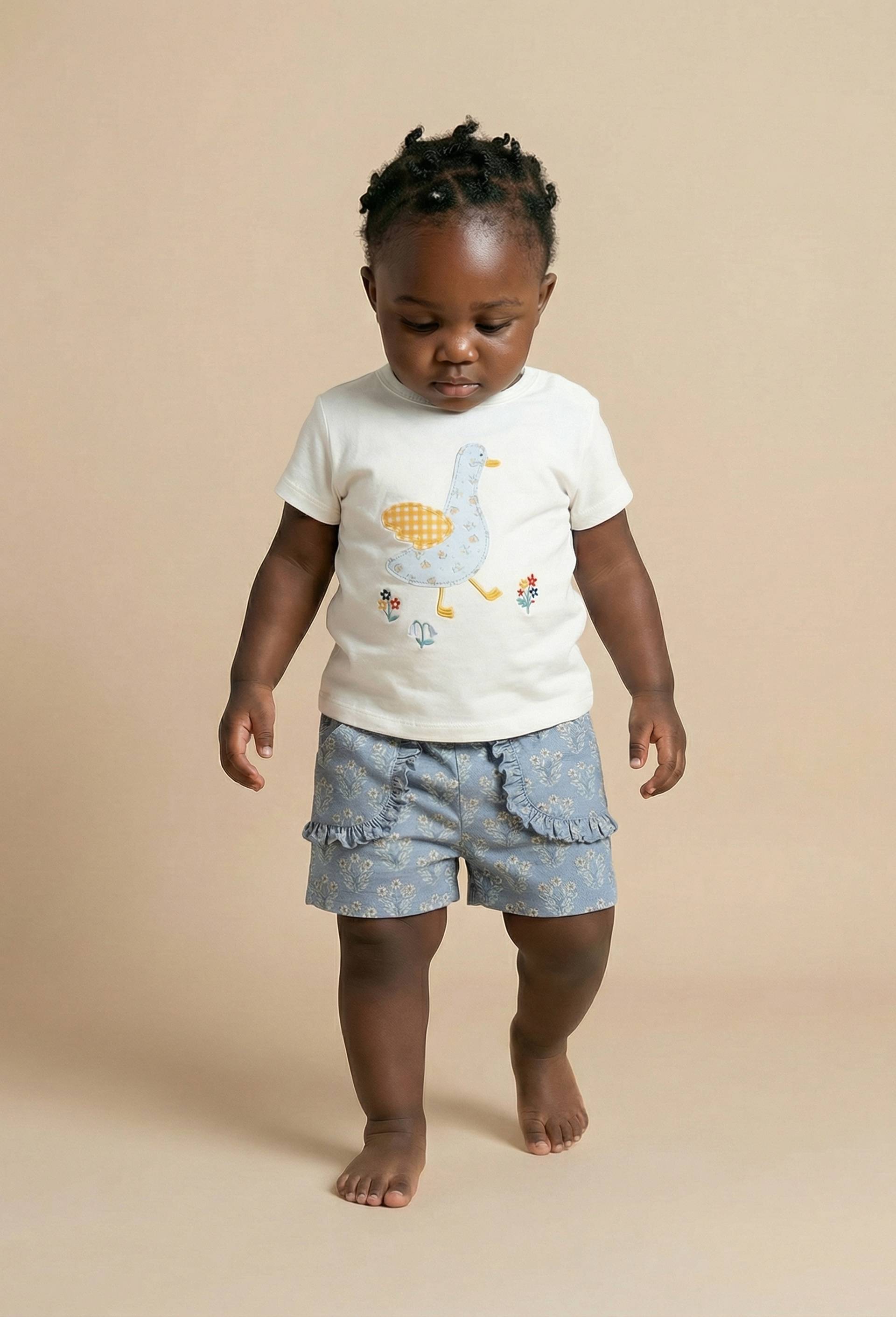 T-shirt manches courtes brod&eacute; en coton BIO GOTS, Ecru, large image number 0