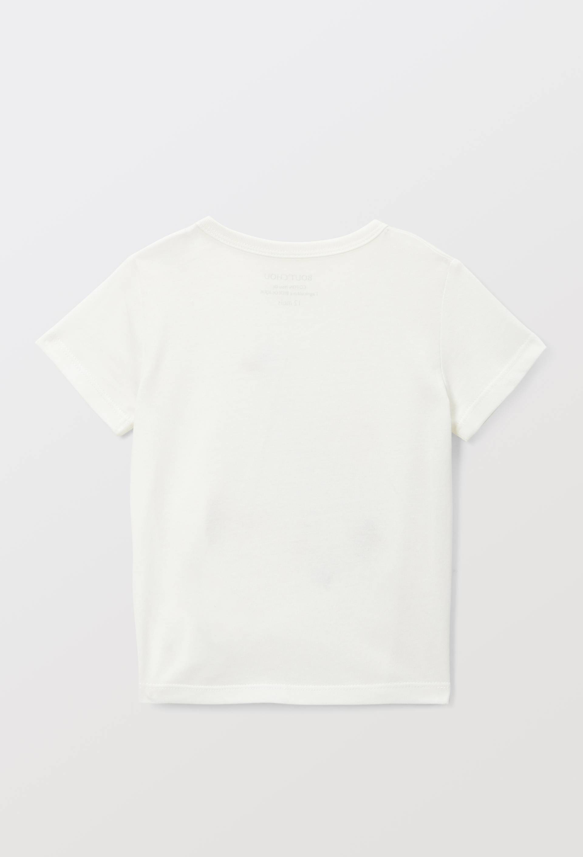 T-shirt manches courtes brod&eacute; en coton BIO GOTS, Ecru, large image number 2