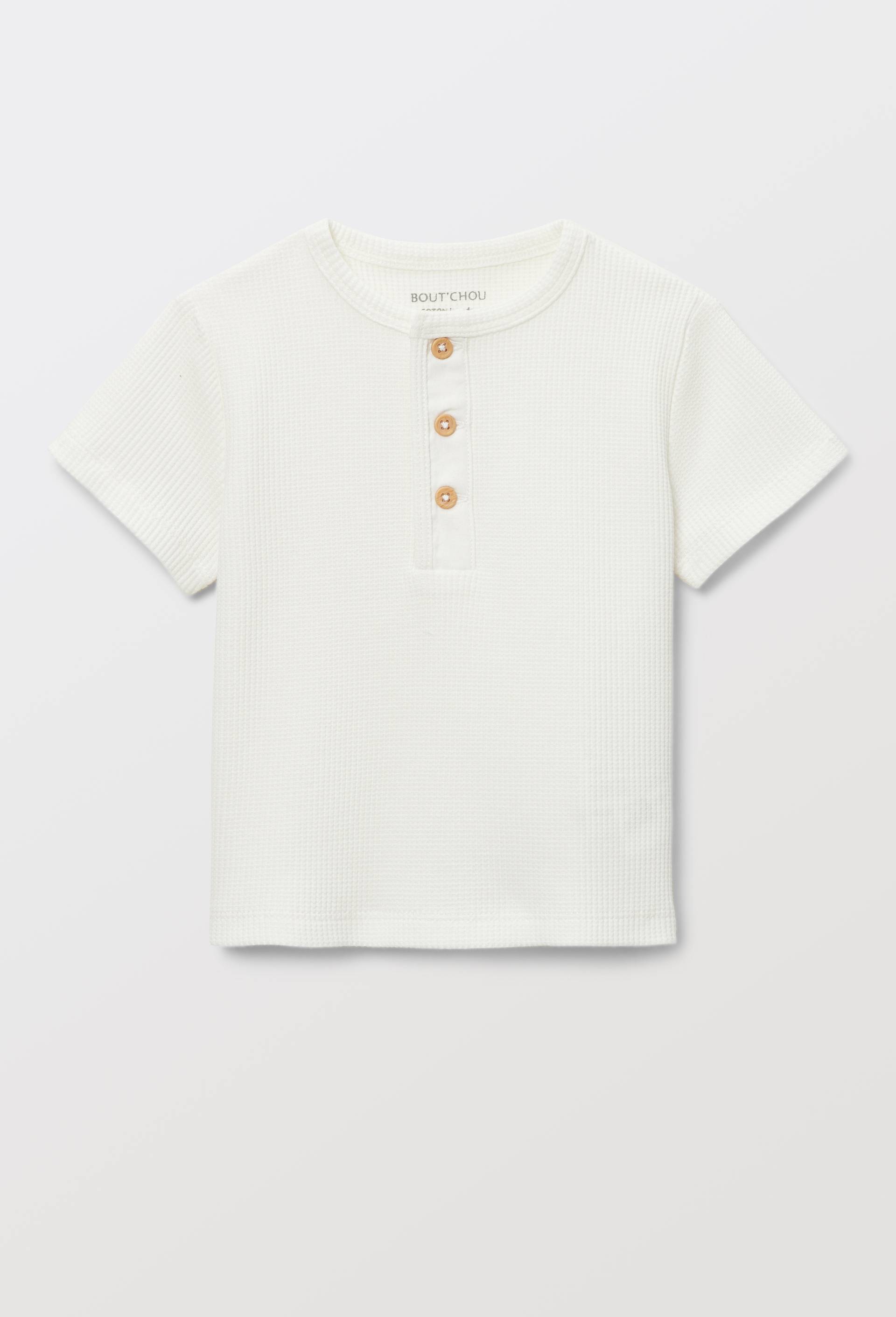 T-shirt manches courtes uni en coton BIO GOTS, Ecru, large image number 0.0
