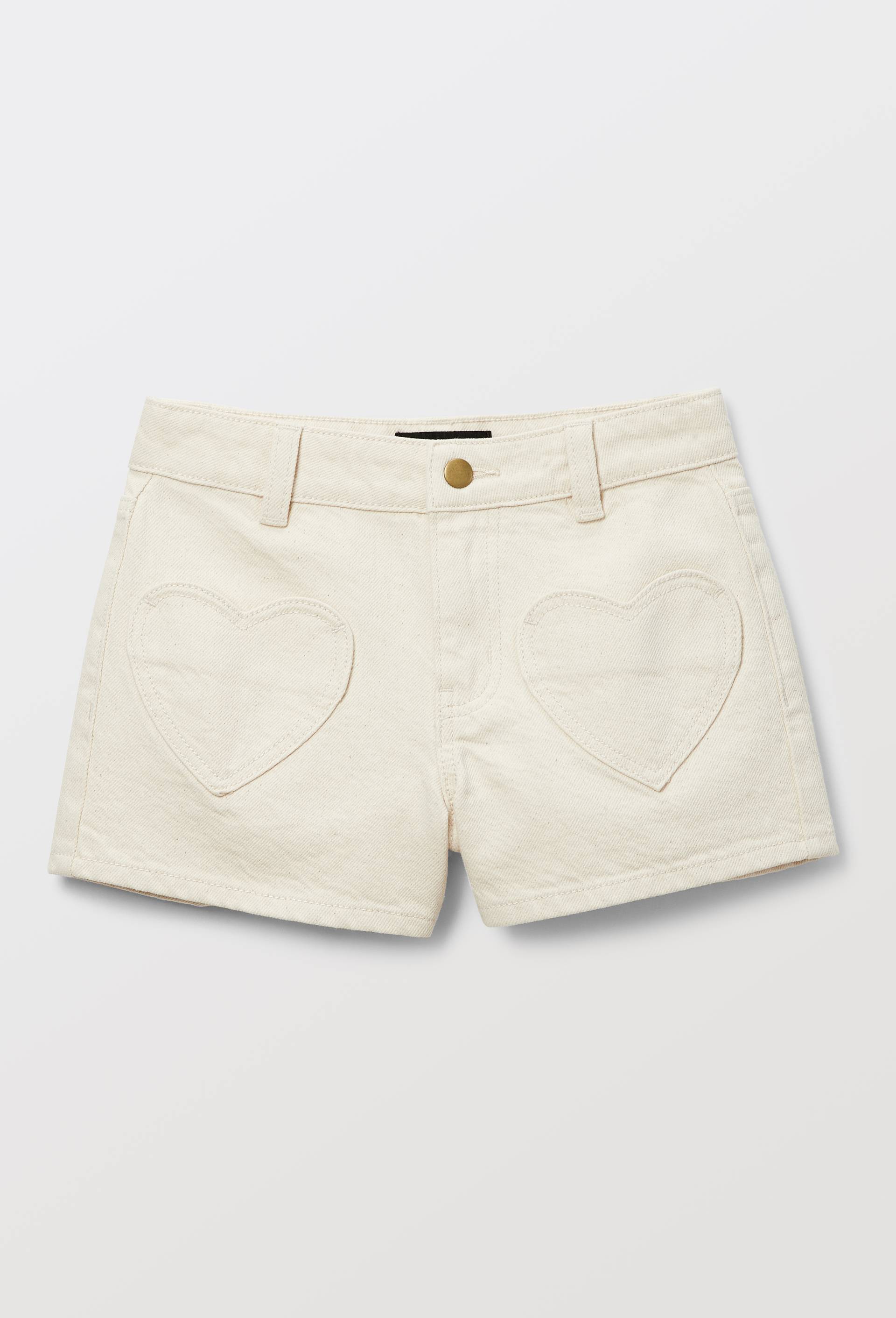 Short uni &agrave; poche coeur en coton, Beige clair, large image number 0.0