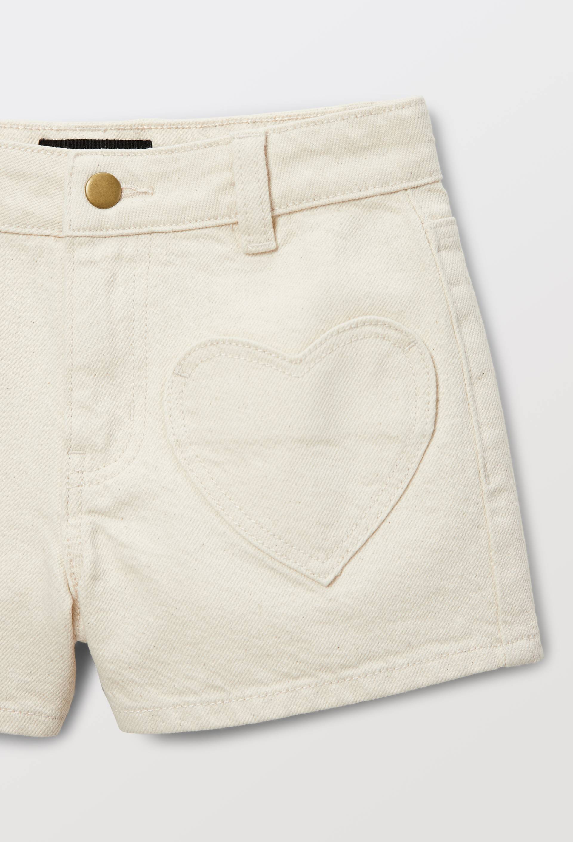 Short uni &agrave; poche coeur en coton, Beige clair, large image number 2