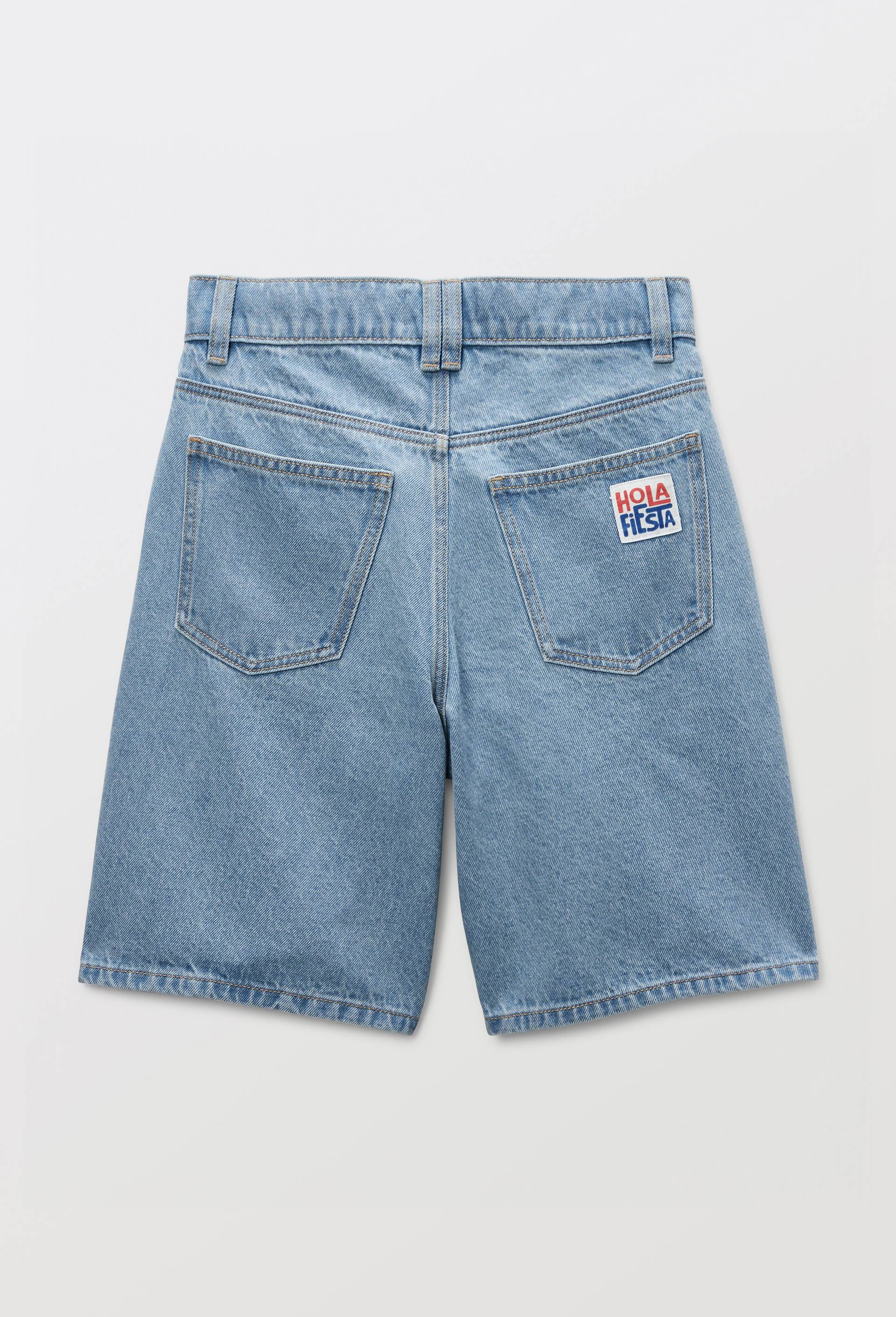 Bermuda en jean avec d&eacute;tail patch, Bleu clair, large image number 3