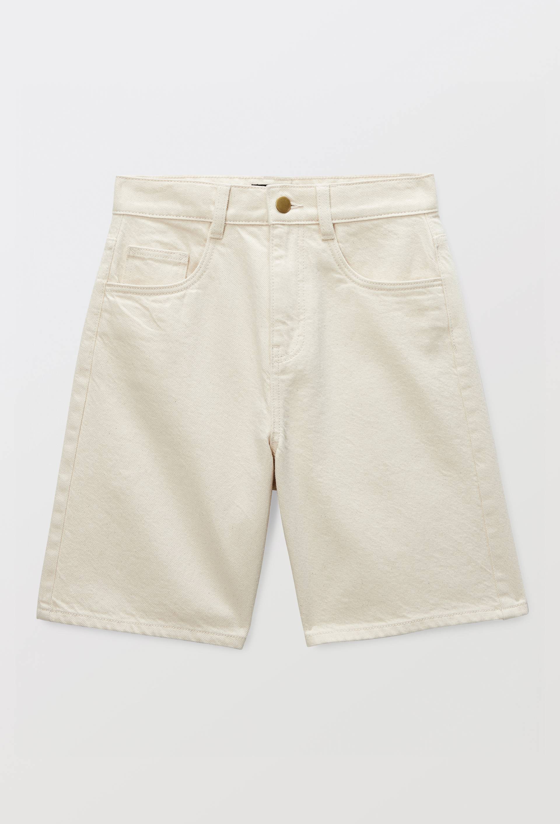 Bermuda uni avec &eacute;tiquette en coton, Beige clair, large image number 1