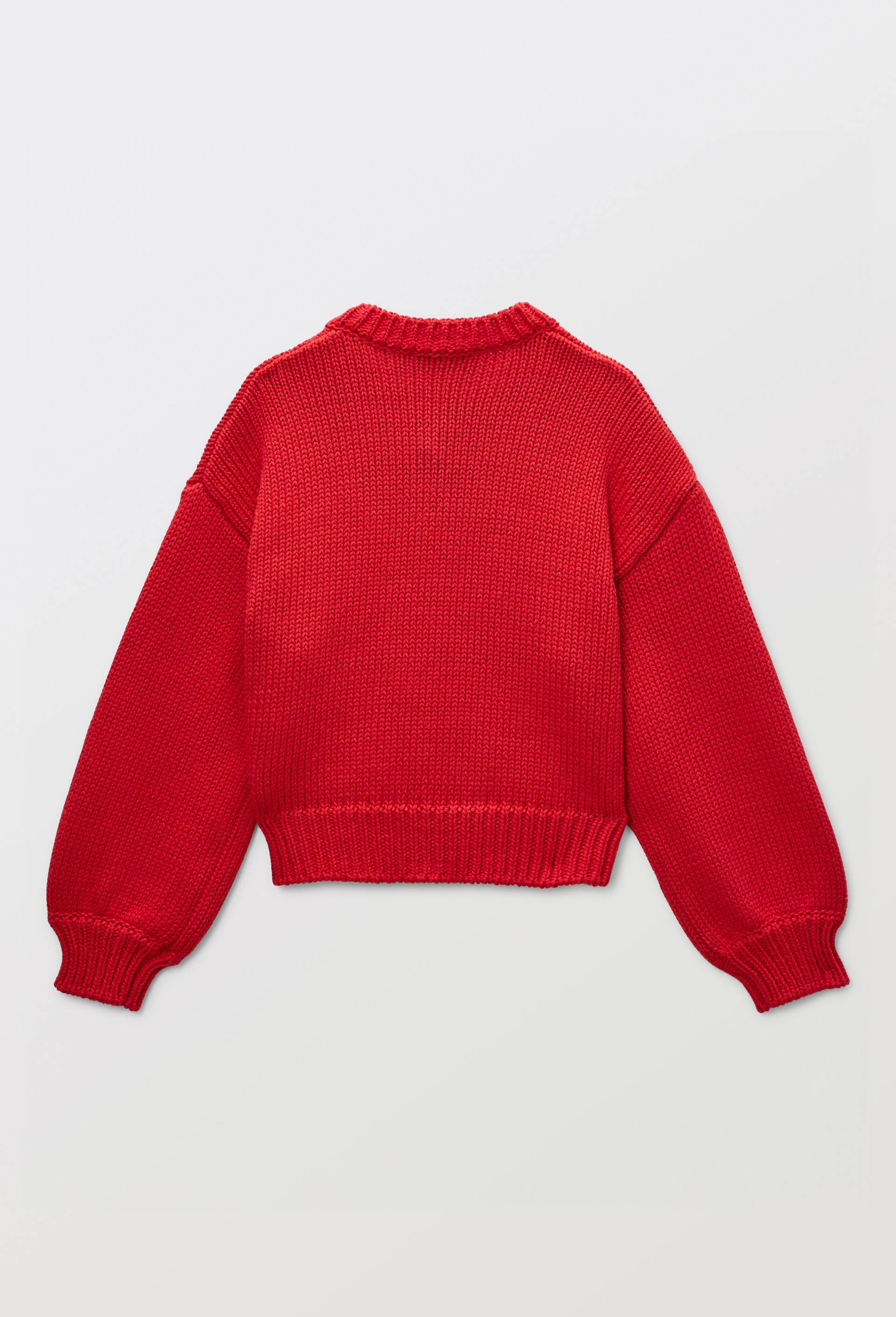 Cardigan avec d&eacute;tail bouton fraise, Rouge, large image number 3