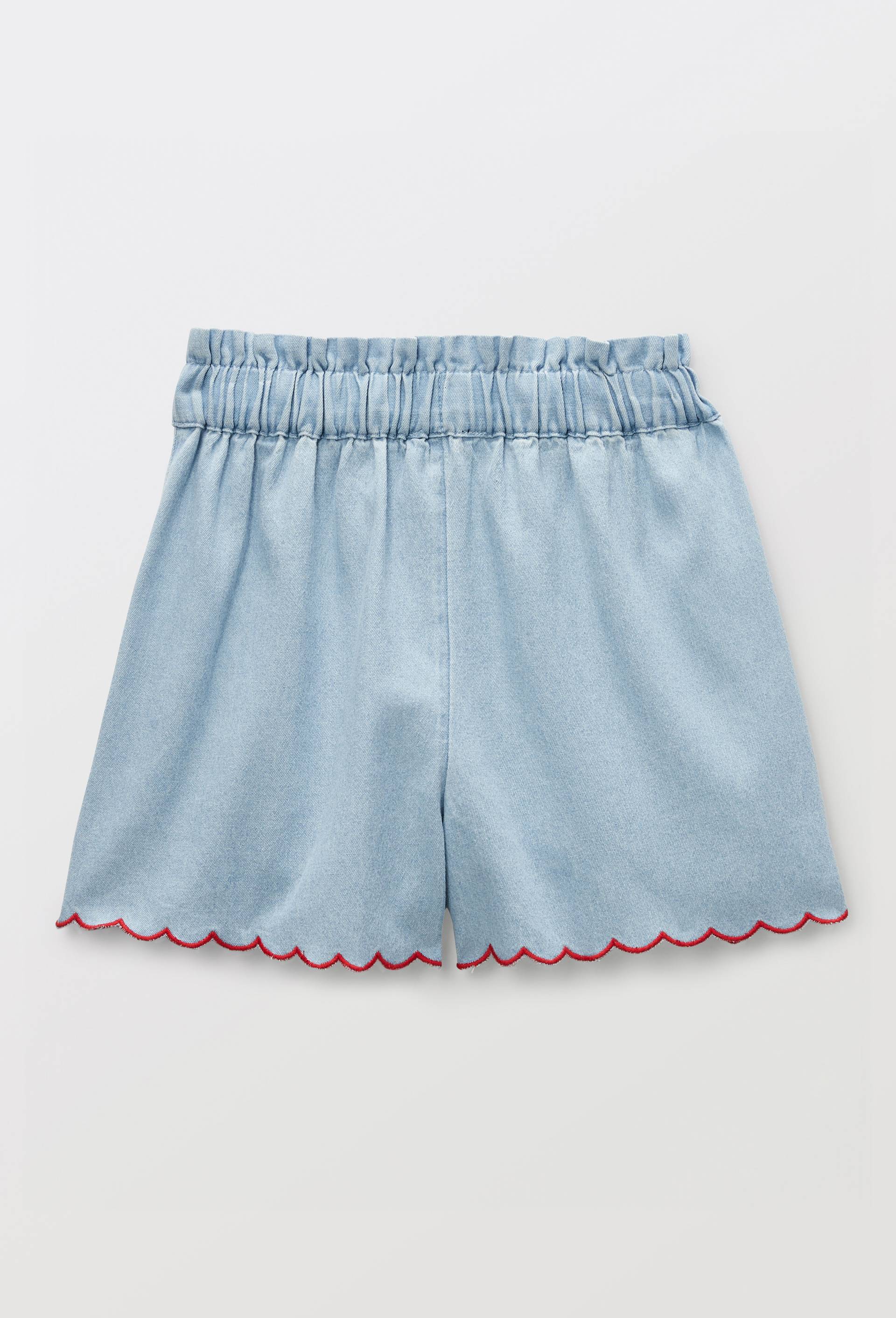 Short en jean brod&eacute; en coton, Bleu clair, large image number 2