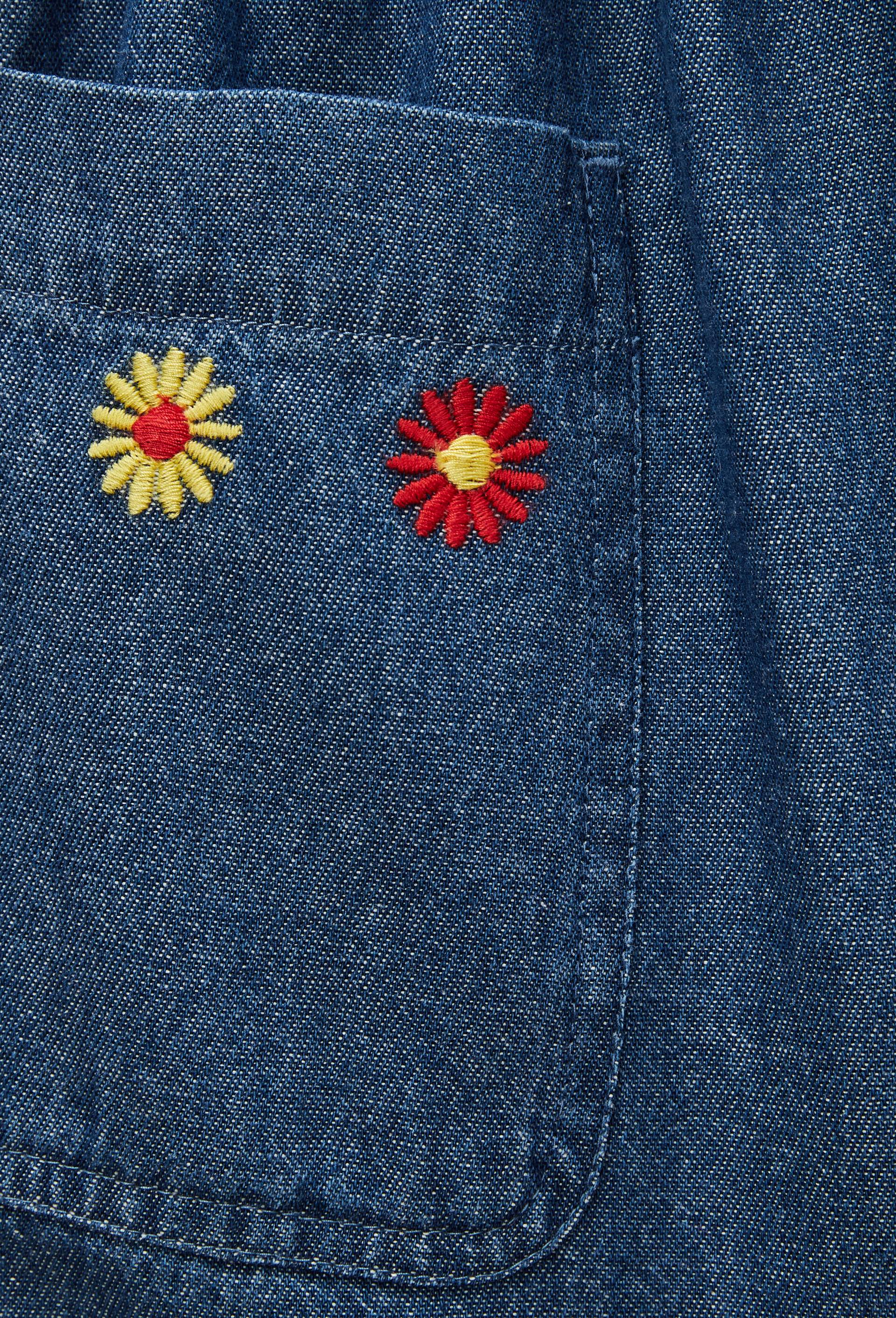 Short en jean brod&eacute; en coton, Bleu fonc&eacute;, large image number 4