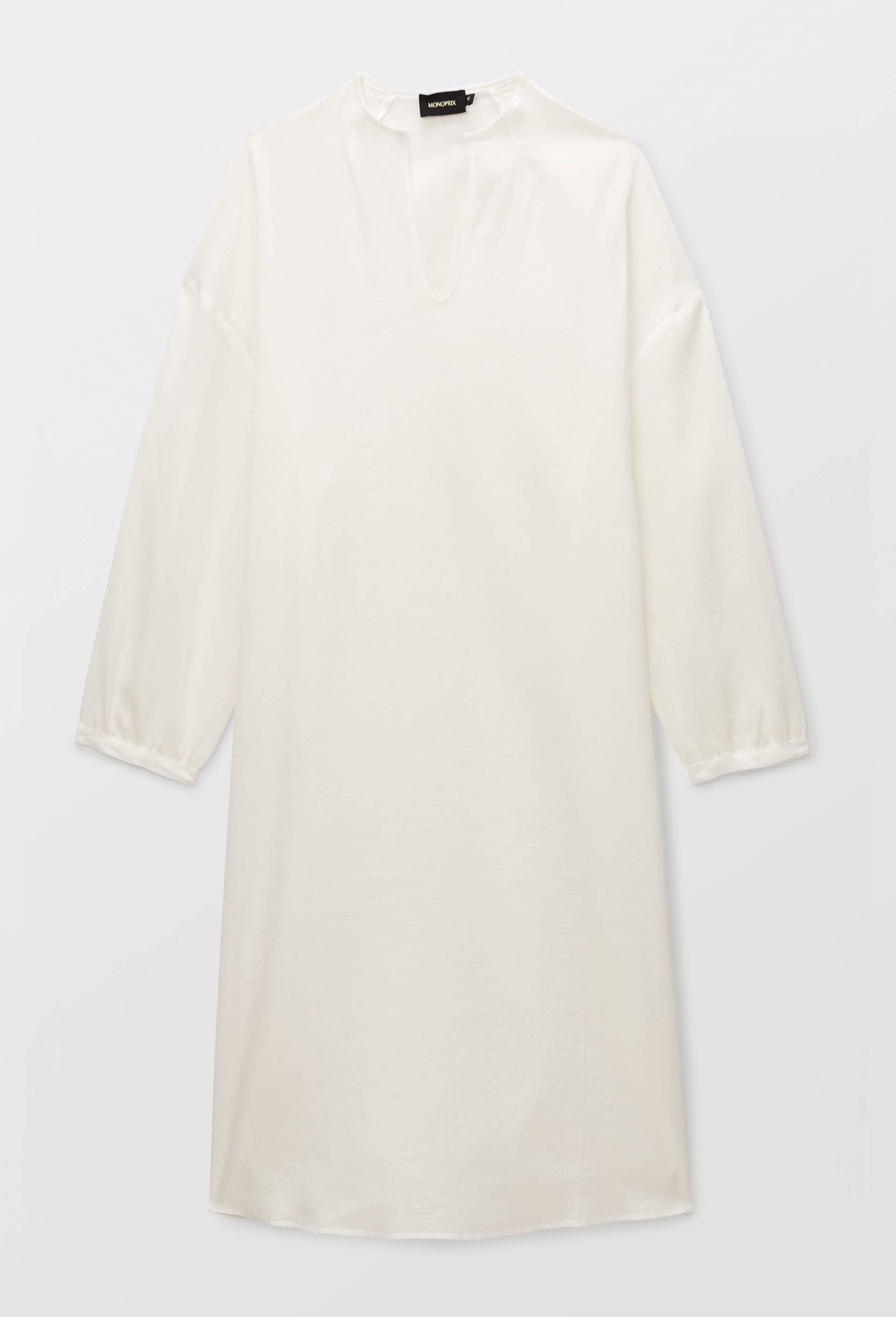 Chemise de nuit unie en ramie et coton, Blanc, large image number 2