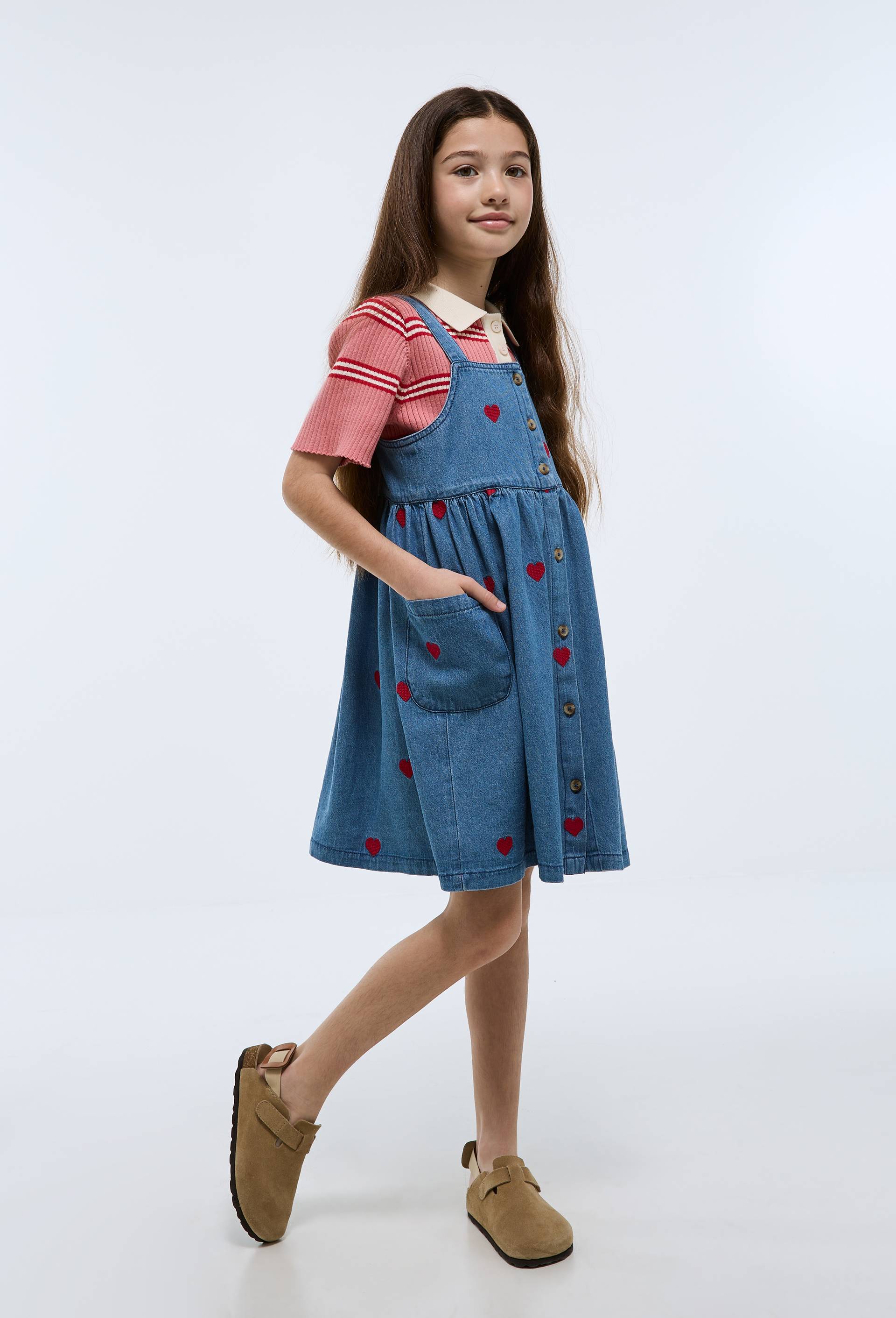 Robe &agrave; bretelles brod&eacute;e en coton, Bleu fonc&eacute;, large image number 0