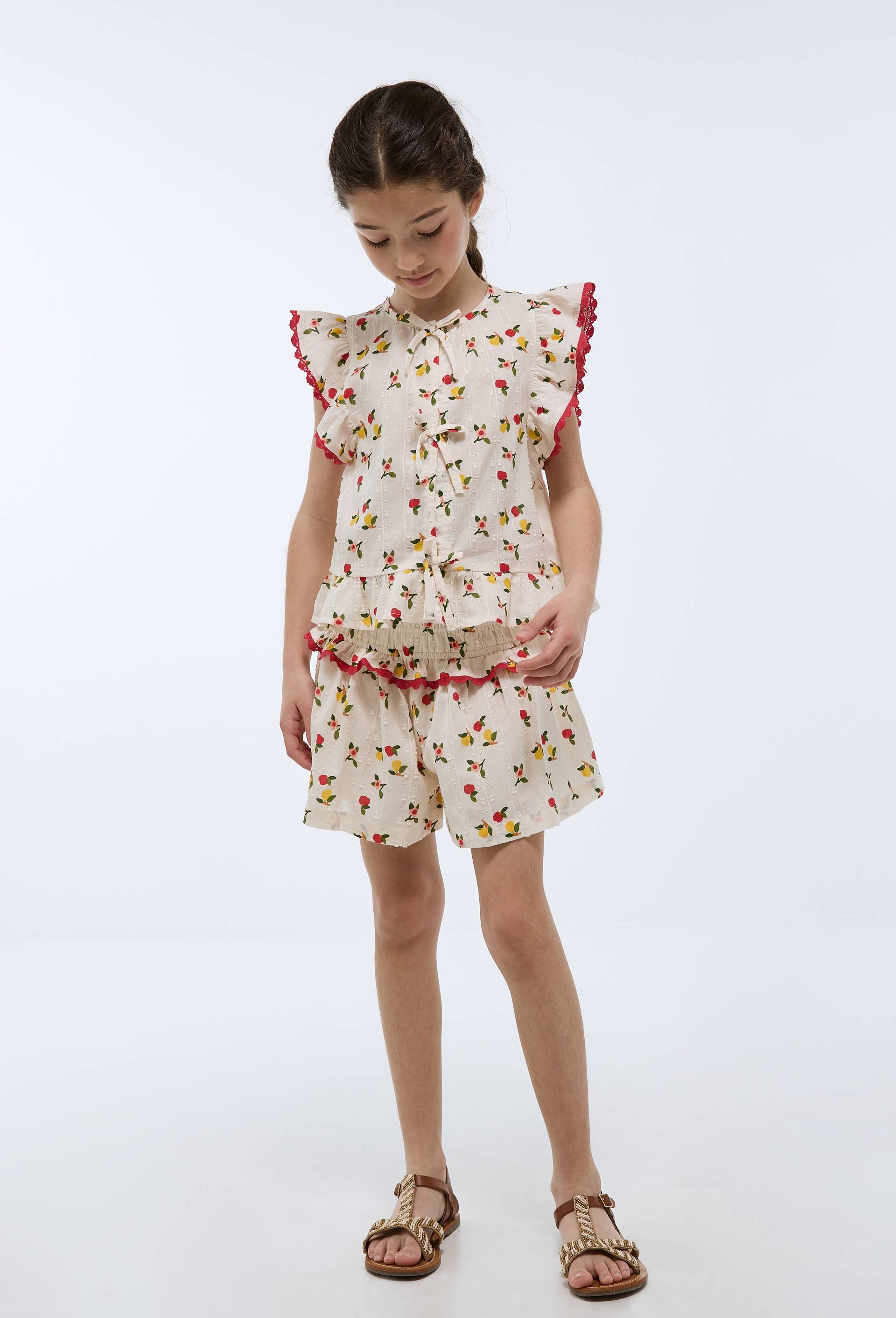 Short imprim&eacute; en coton, Beige clair, large image number 1