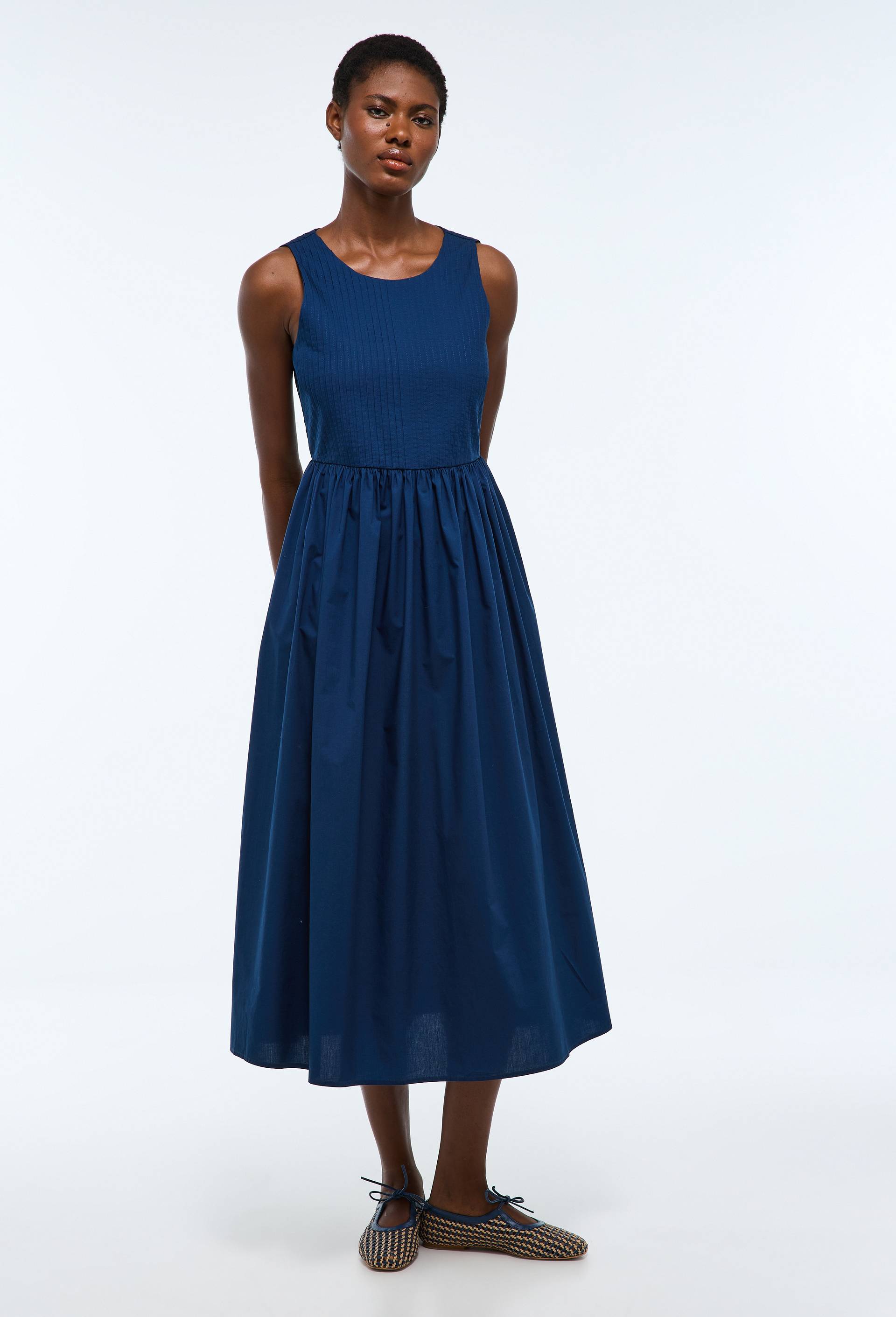 Robe midi sans manches en coton BIO GOTS, Bleu fonc&eacute;, large image number 2