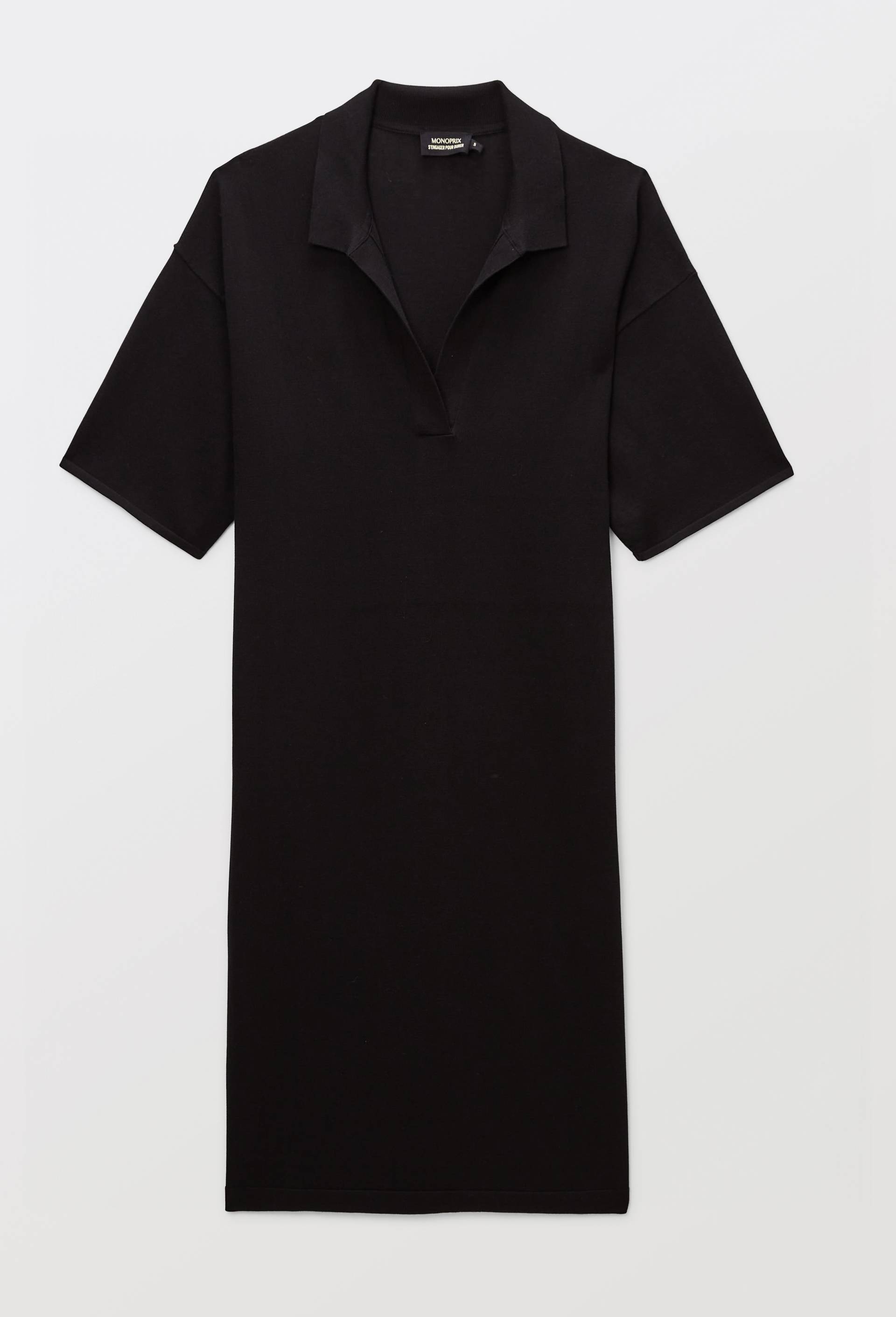 Chemise de nuit unie en maille de coton, Noir, large image number 2.0