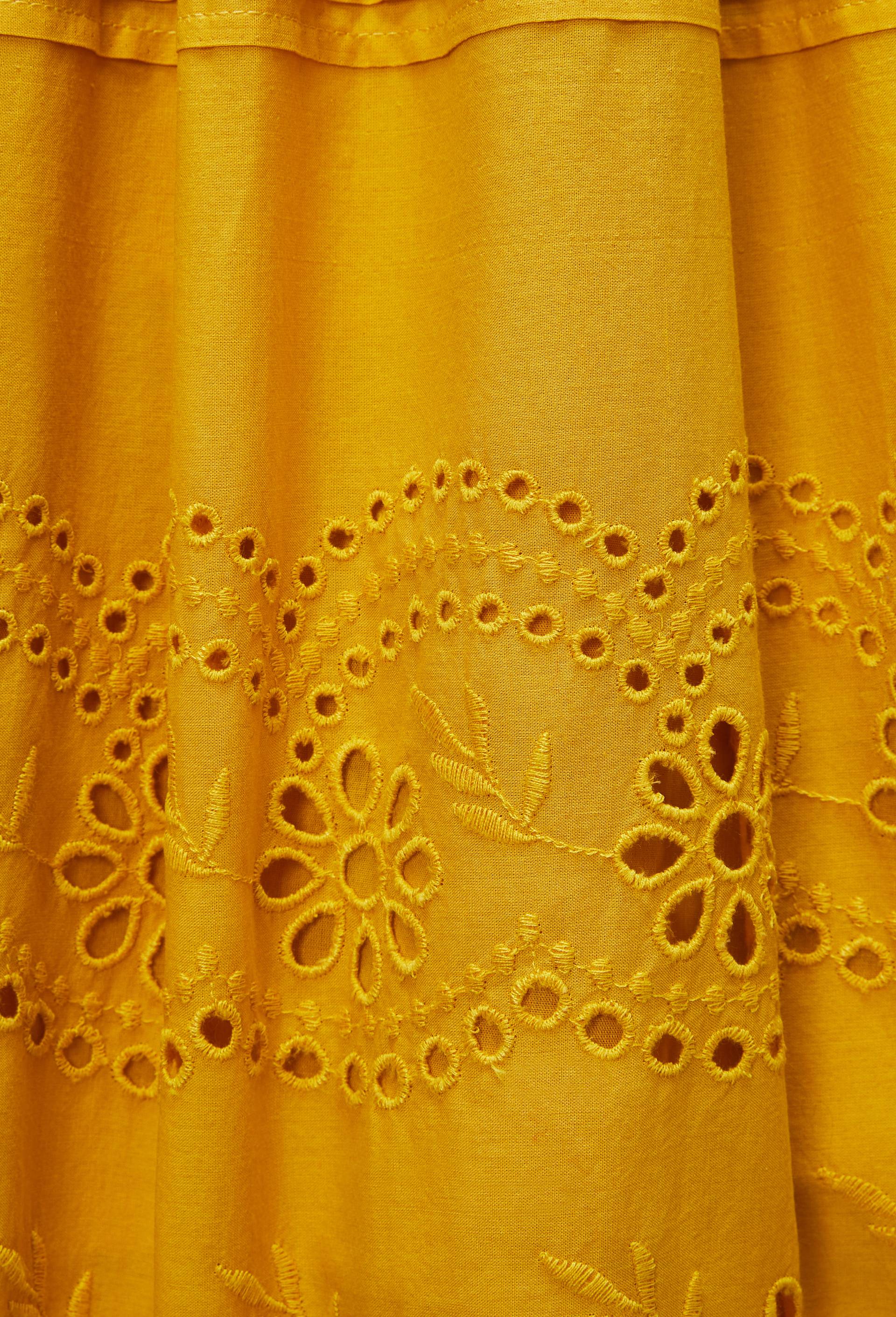 Jupe brod&eacute;e en coton, Jaune, large image number 5