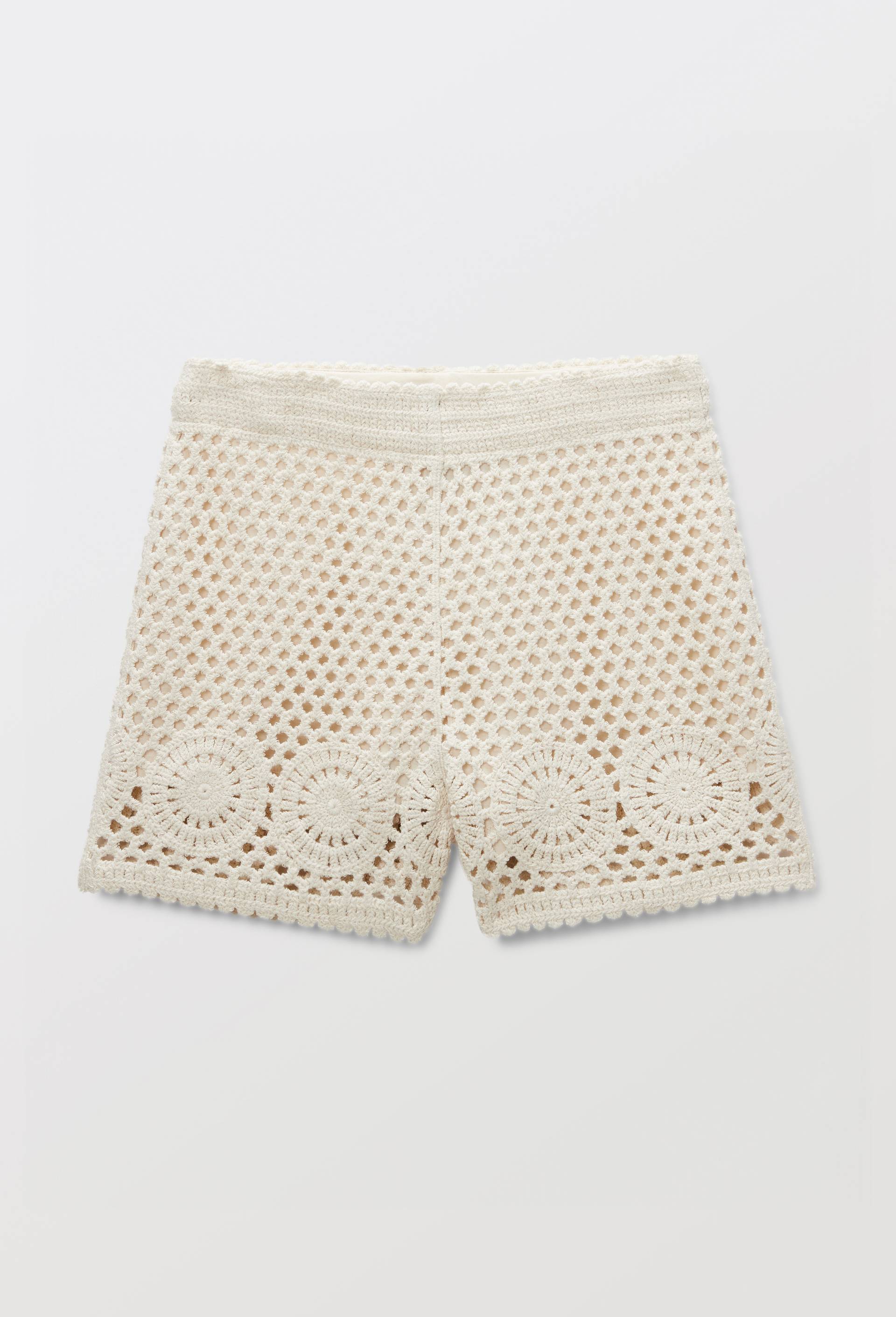Short en crochet en coton, Beige clair, large image number 1