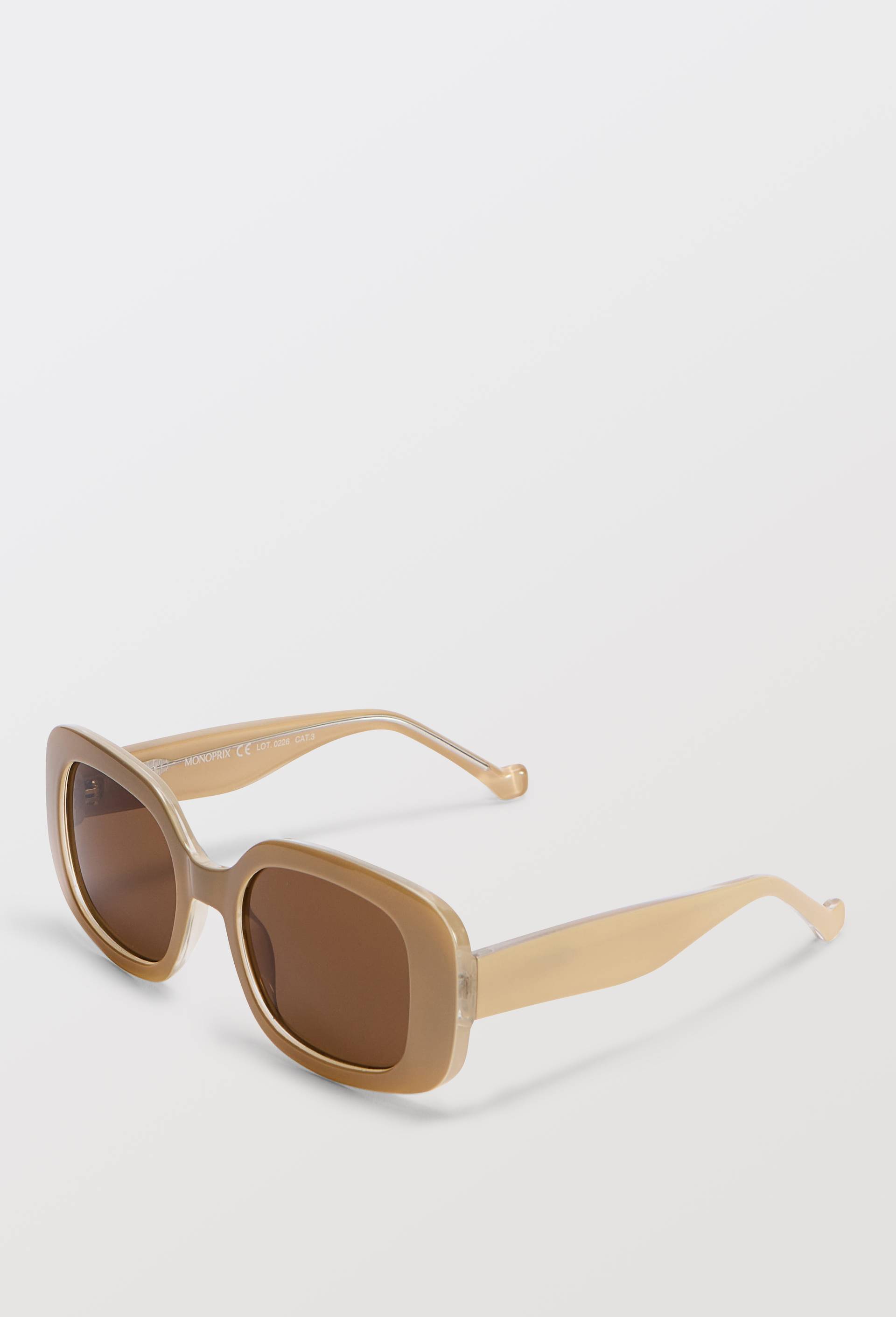 Lunettes de soleil rectangles, Brun clair, large image number 0