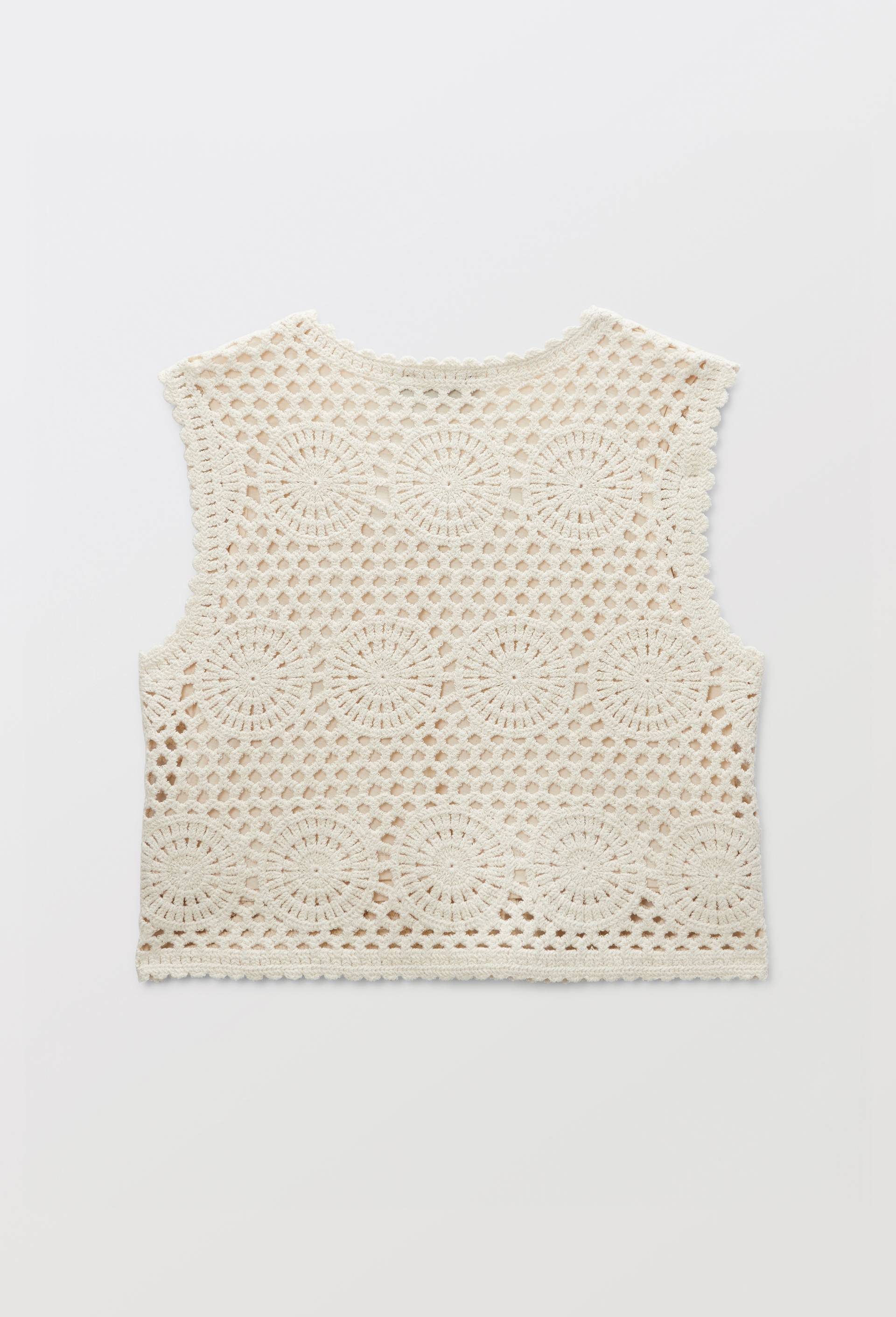 T-shirt en crochet en coton, Beige clair, large image number 2.0