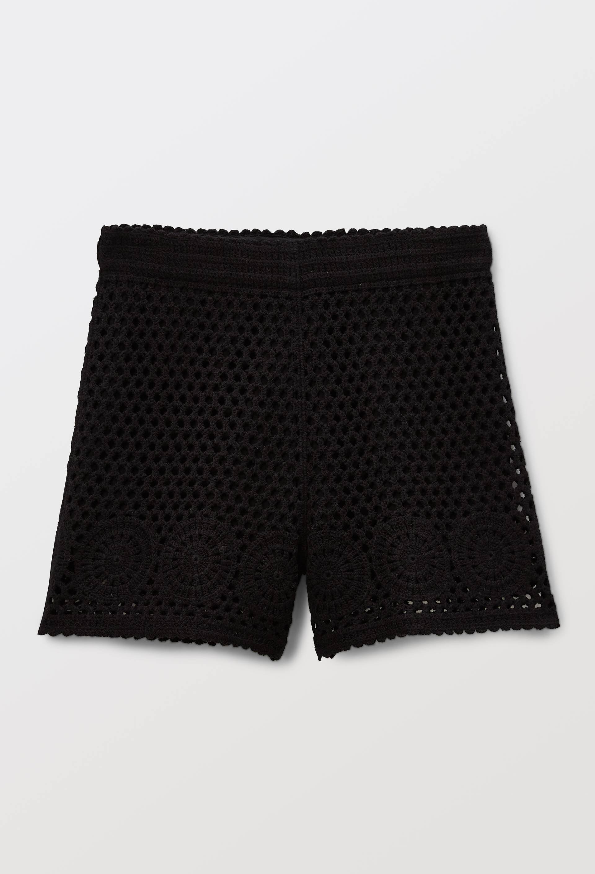 Short en crochet en coton, Noir, swatch image
