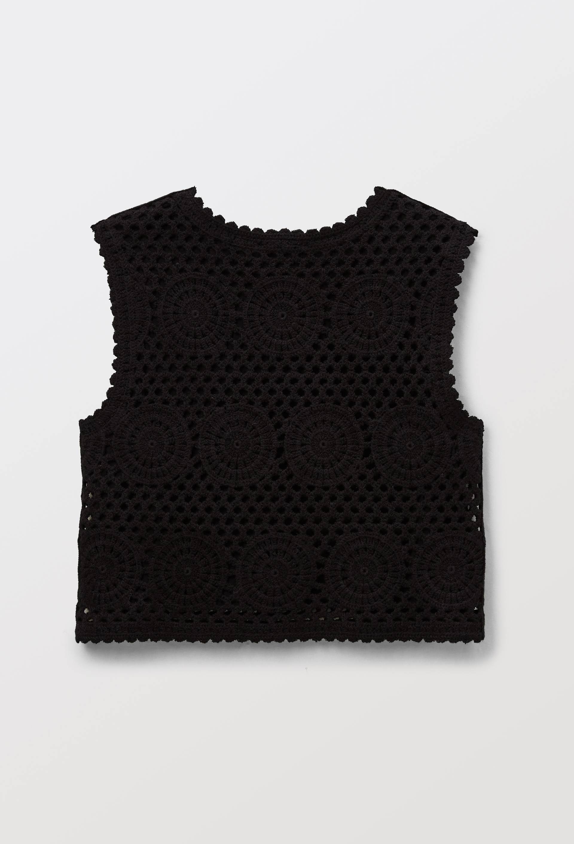 T-shirt en crochet en coton, Noir, large image number 1.0