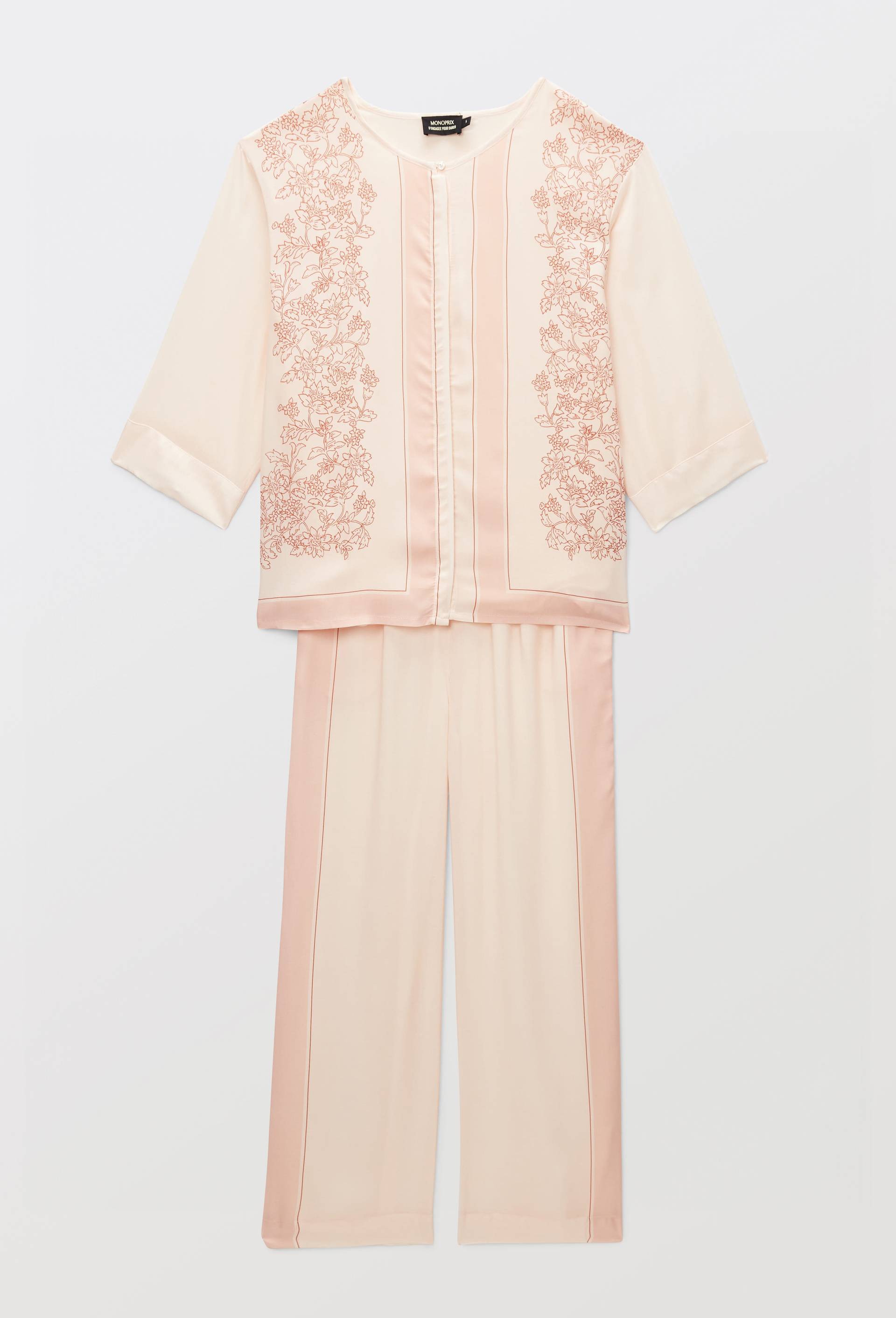 Pyjama long en viscose imprim&eacute;e, Rose, large image number 2