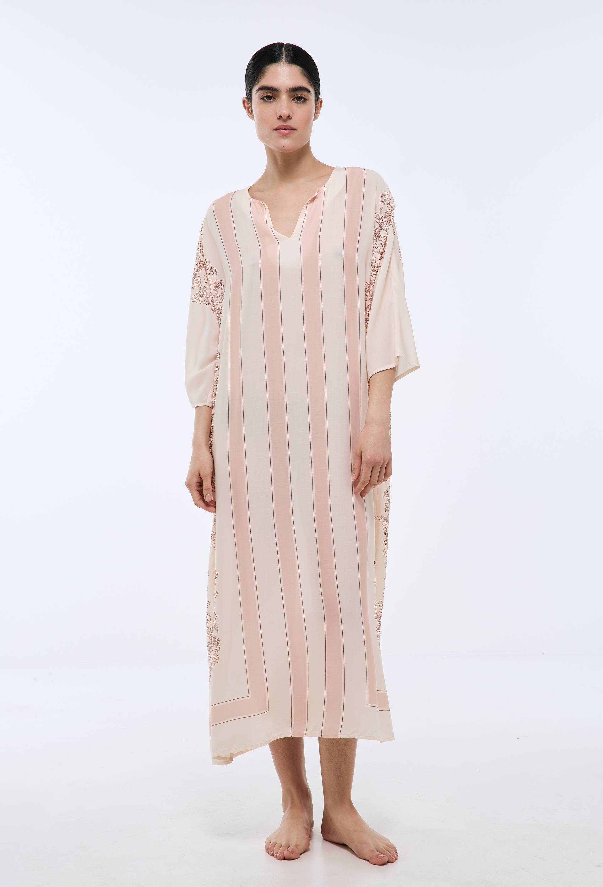 Chemise de nuit en viscose imprim&eacute;e, Rose, large image number 0.0