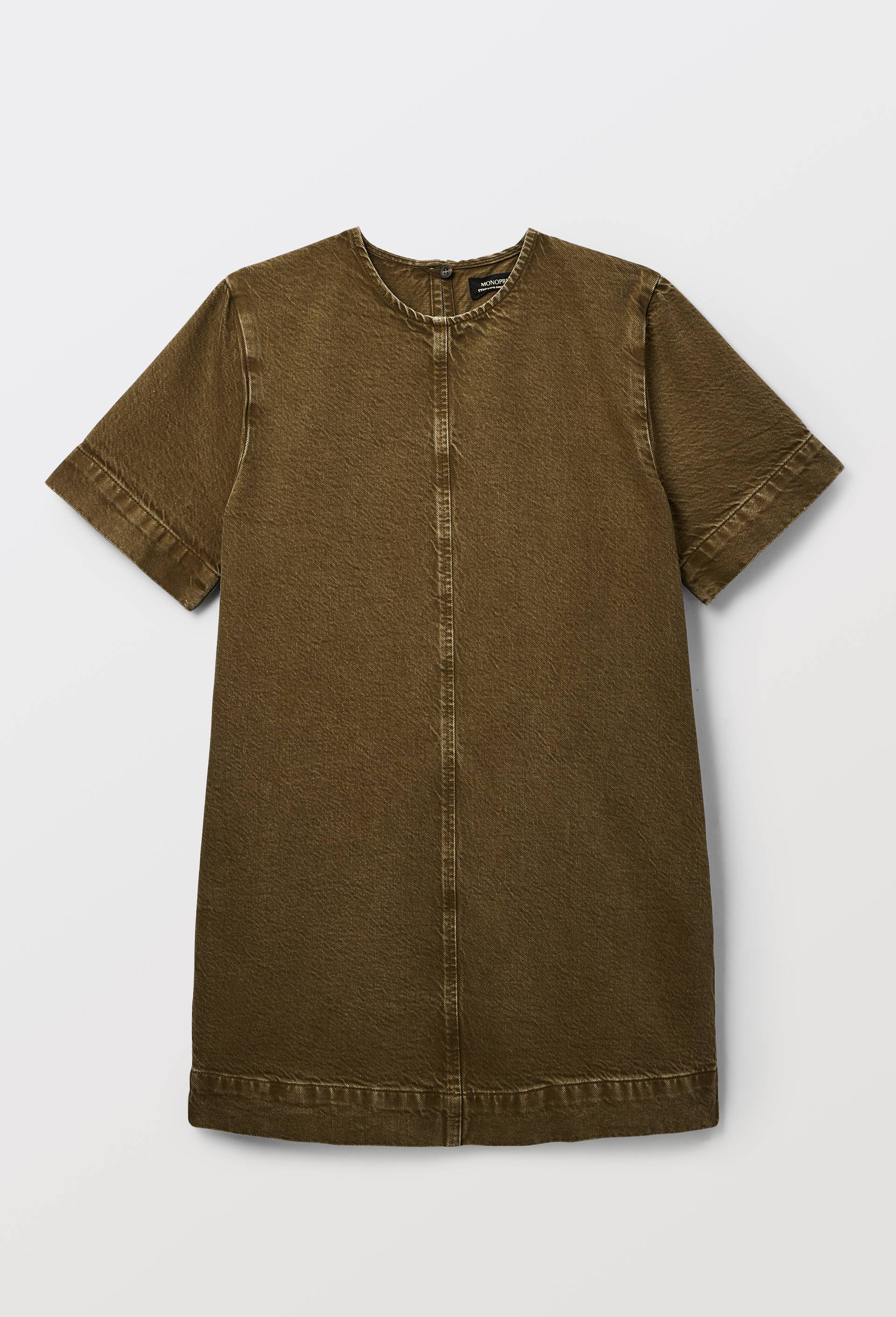 Robe courte unie en coton, Vert fonc&eacute;, large image number 2.0
