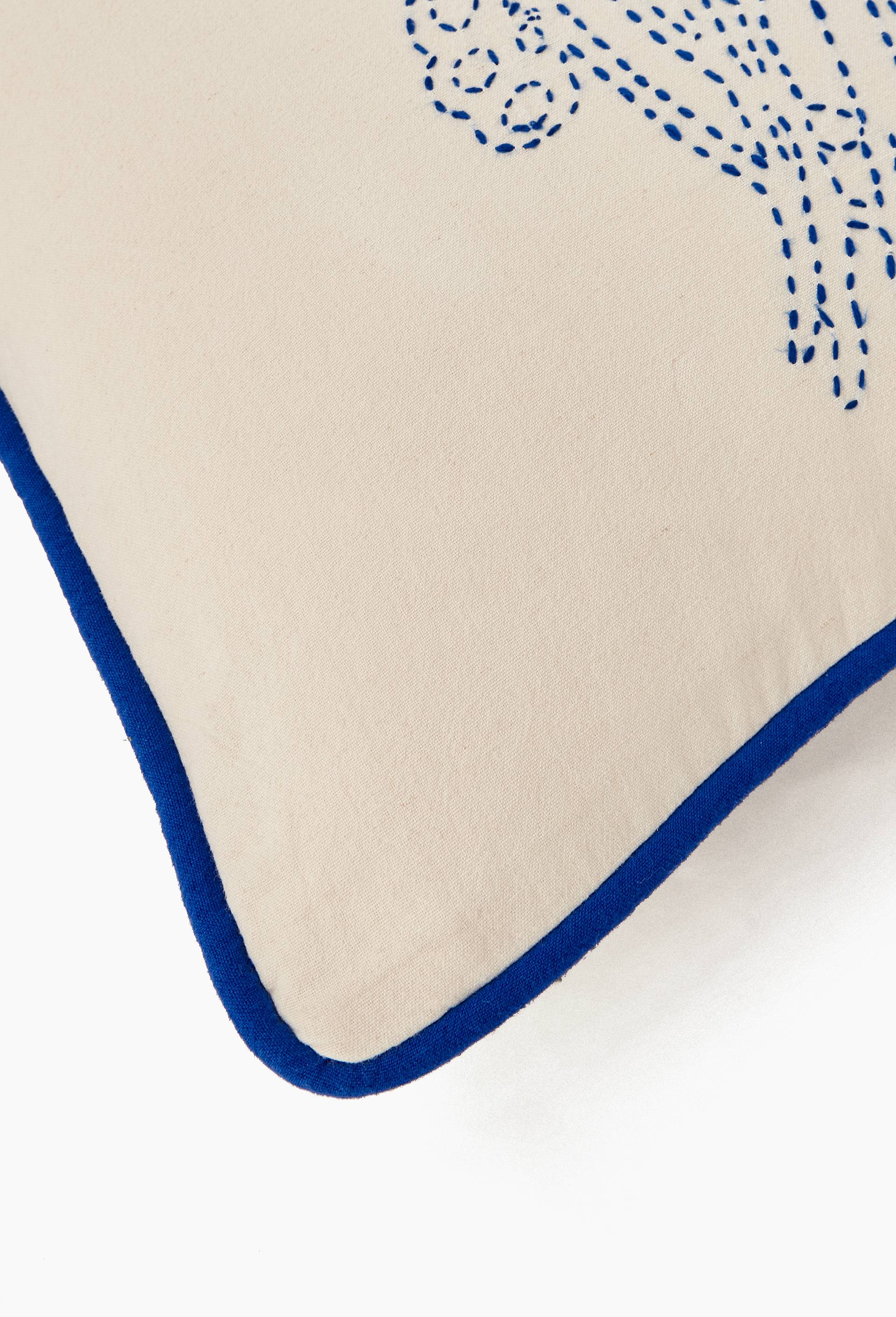 Coussin brod&eacute;, 50x50cm, en coton lin - BD GRAFT x MONOPRIX, Ecru, large image number 2