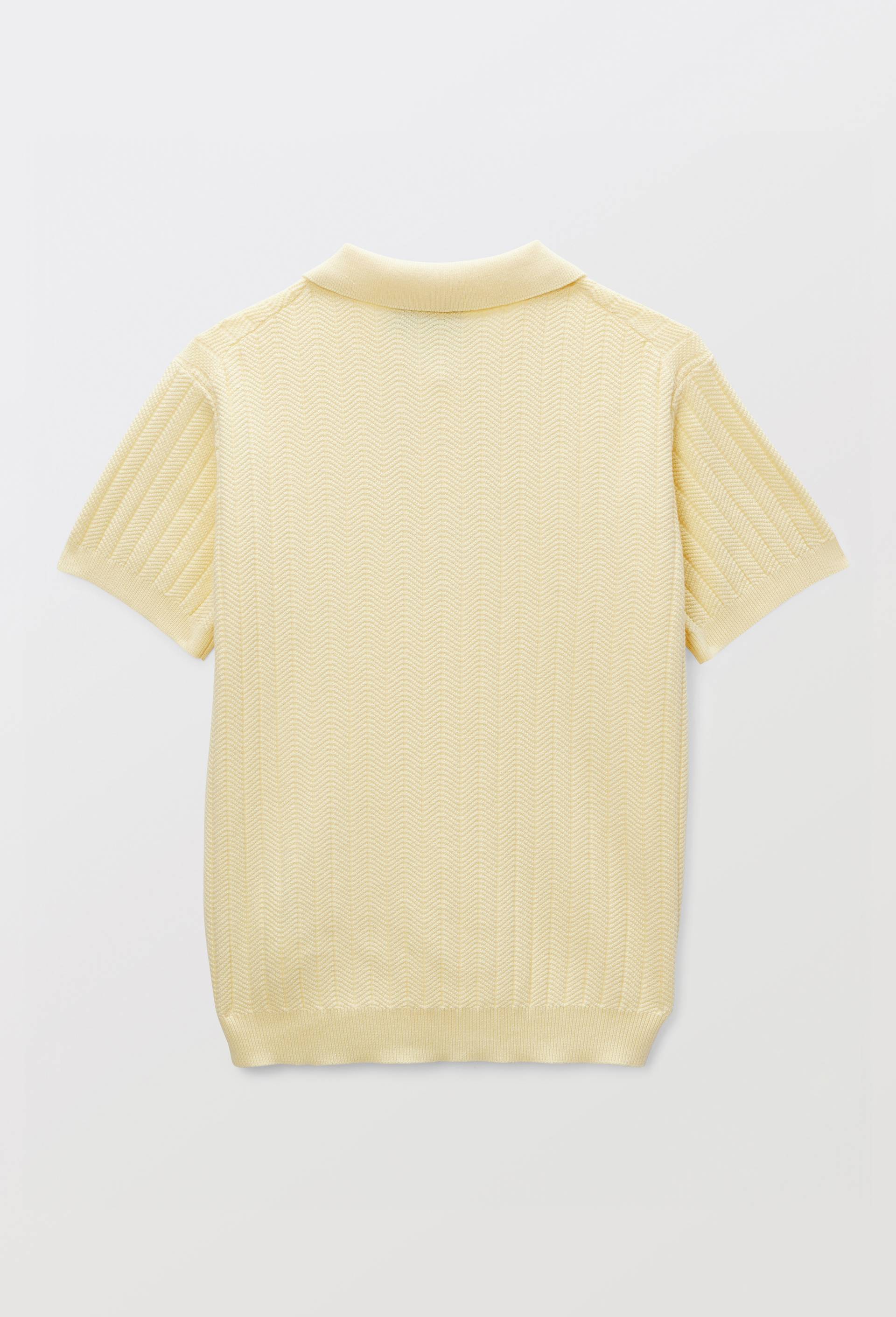 Polo maille manches courtes uni en coton, Jaune clair, large image number 3