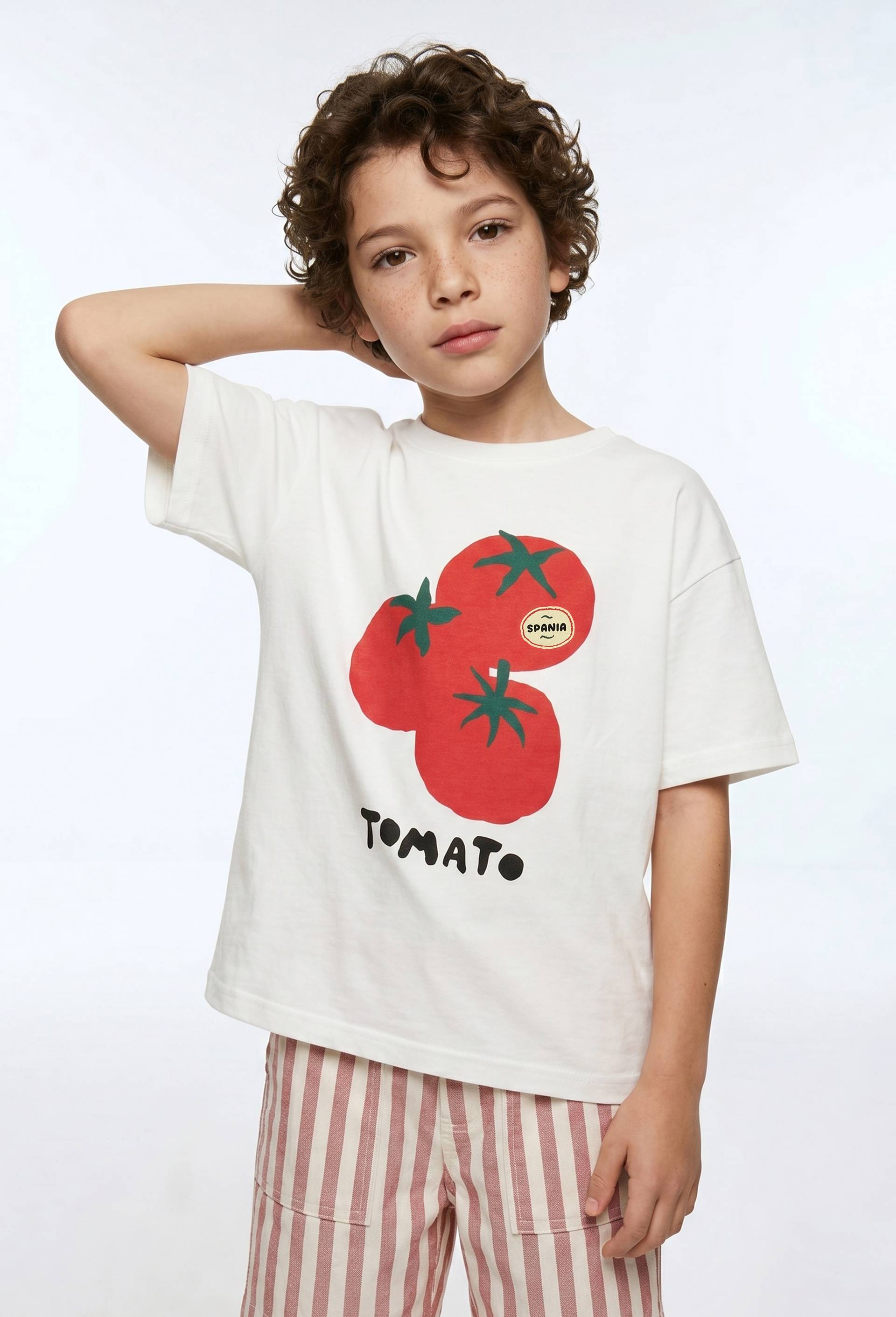 T-shirt manches courtes imprim&eacute; en coton BIO GOTS, Beige clair, large image number 0