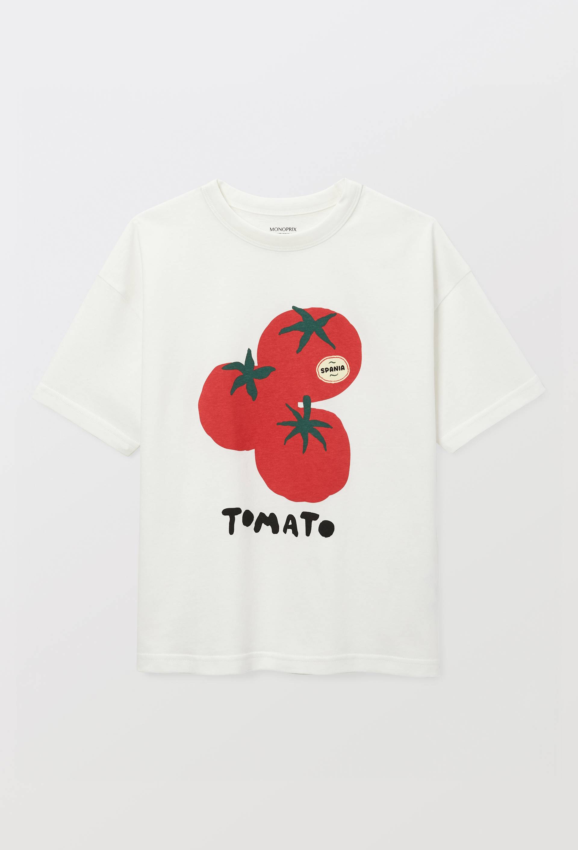 T-shirt manches courtes imprim&eacute; en coton BIO GOTS, Beige clair, large image number 1