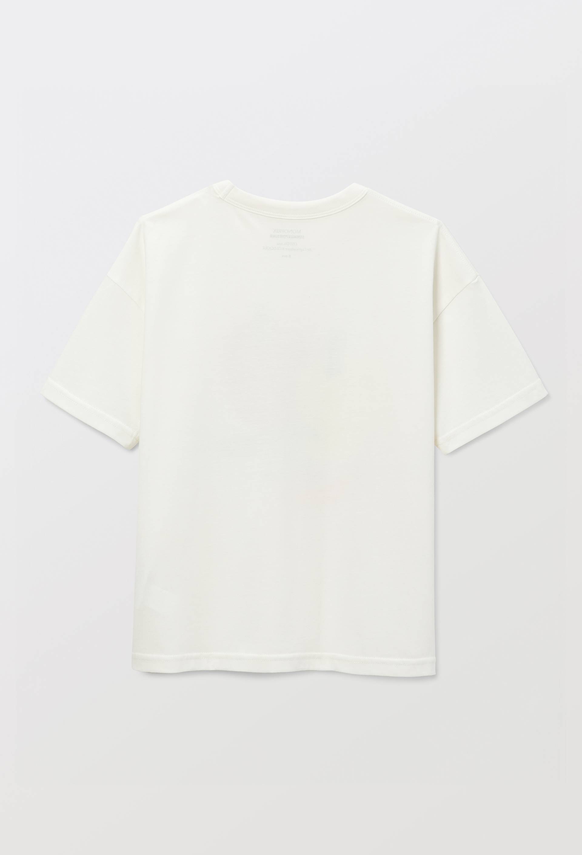 T-shirt manches courtes imprim&eacute; en coton BIO GOTS, Beige clair, large image number 3