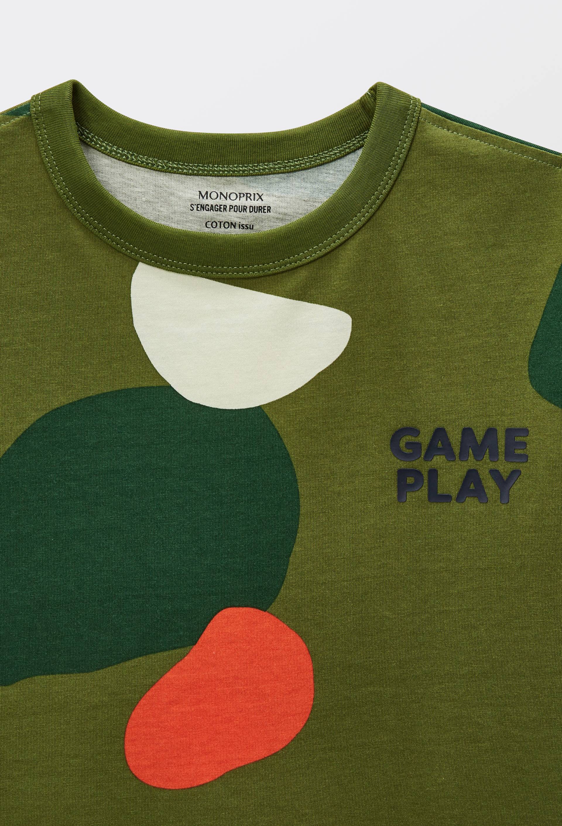 T-shirt manches courtes imprim&eacute; en coton BIO GOTS, Vert, large image number 2