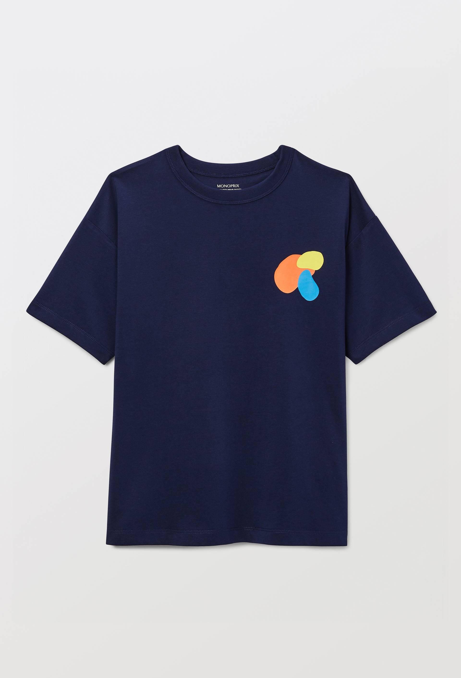 T-shirt manches courtes imprim&eacute; en coton BIO GOTS, Bleu fonc&eacute;, large image number 2.0
