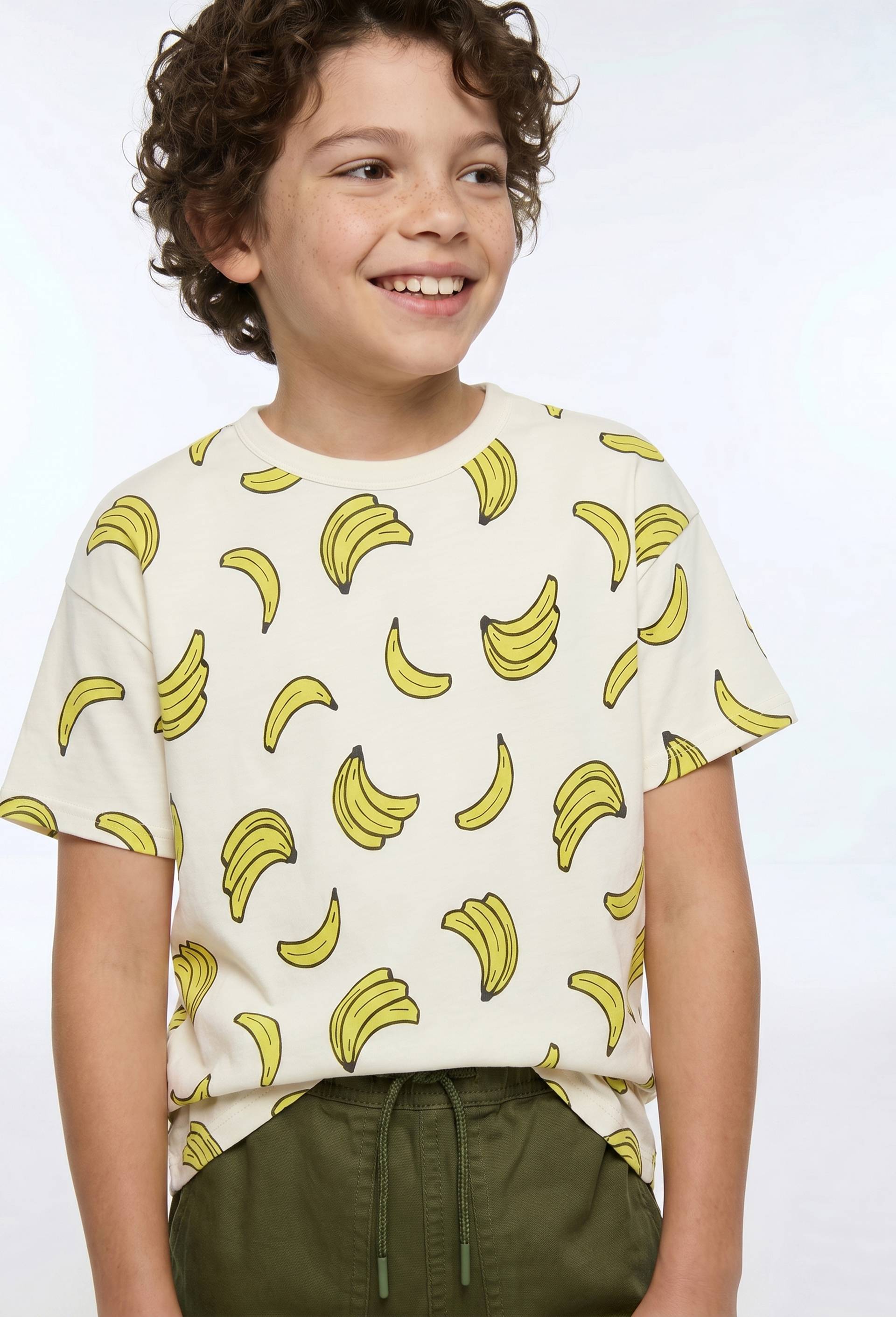 T-shirt manches courtes imprim&eacute; en coton BIO GOTS, Beige clair, large image number 1.0