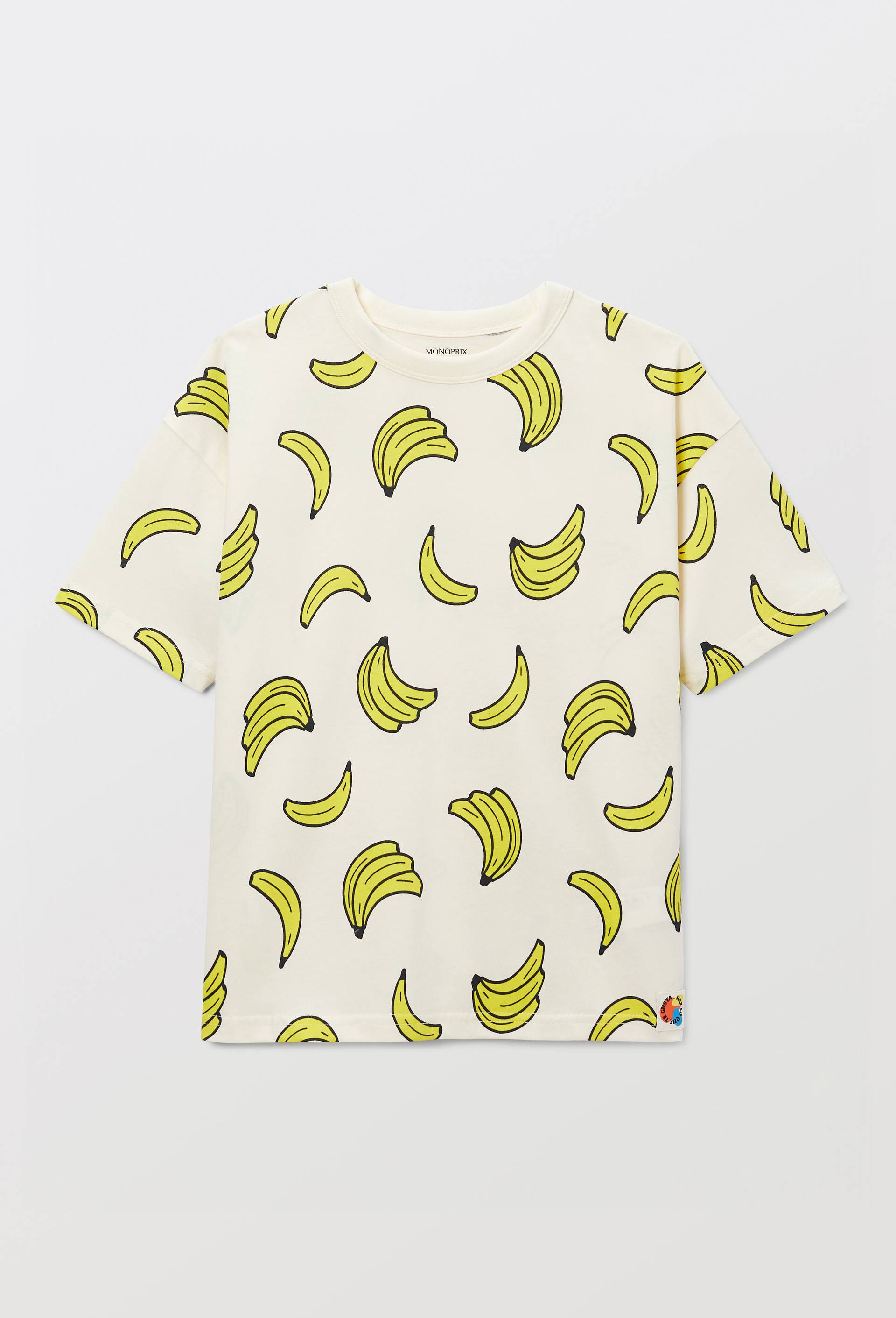 T-shirt manches courtes imprim&eacute; en coton BIO GOTS, Beige clair, large image number 2