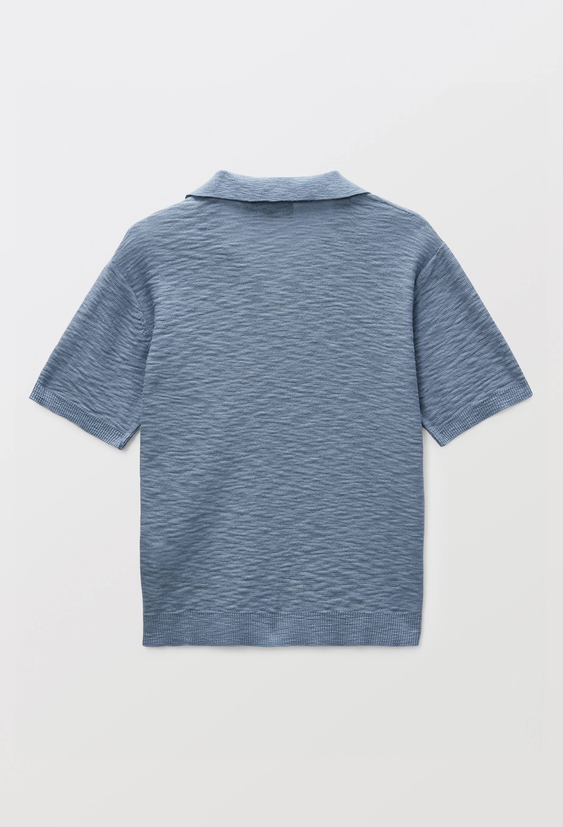 Polo maille manches courtes uni en coton, Bleu, large image number 2
